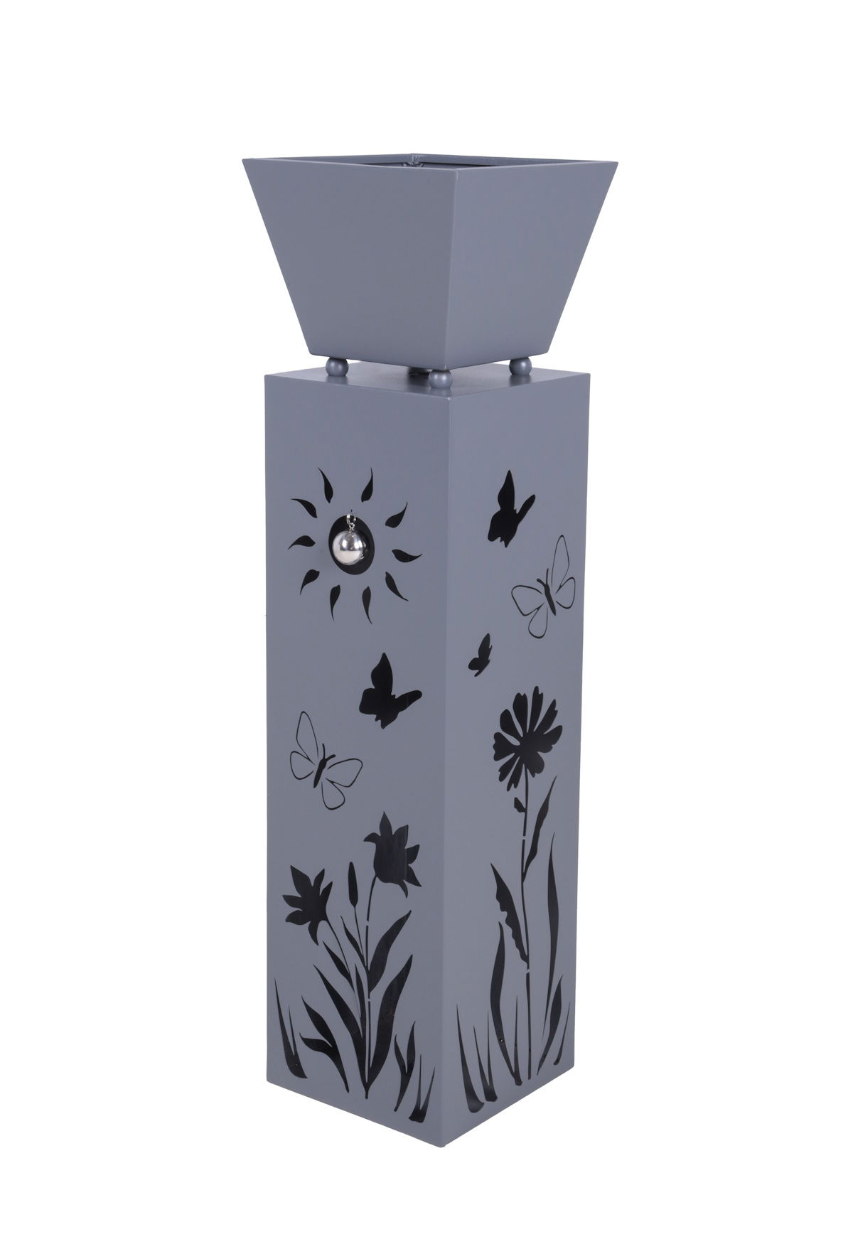 Pflanzsäule mit Blumenmotiv, Dekosäule mit Schale