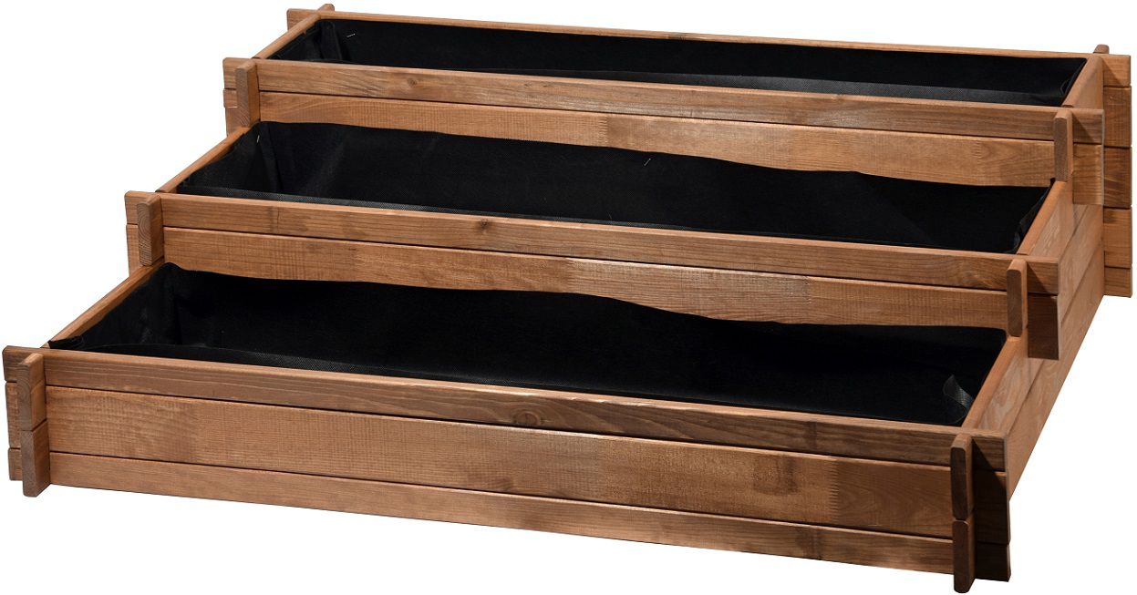 Stufenbeet mit drei Pflanzkästen, Pflanzkasten PERU mit Einlegefolie DO-58180FSC