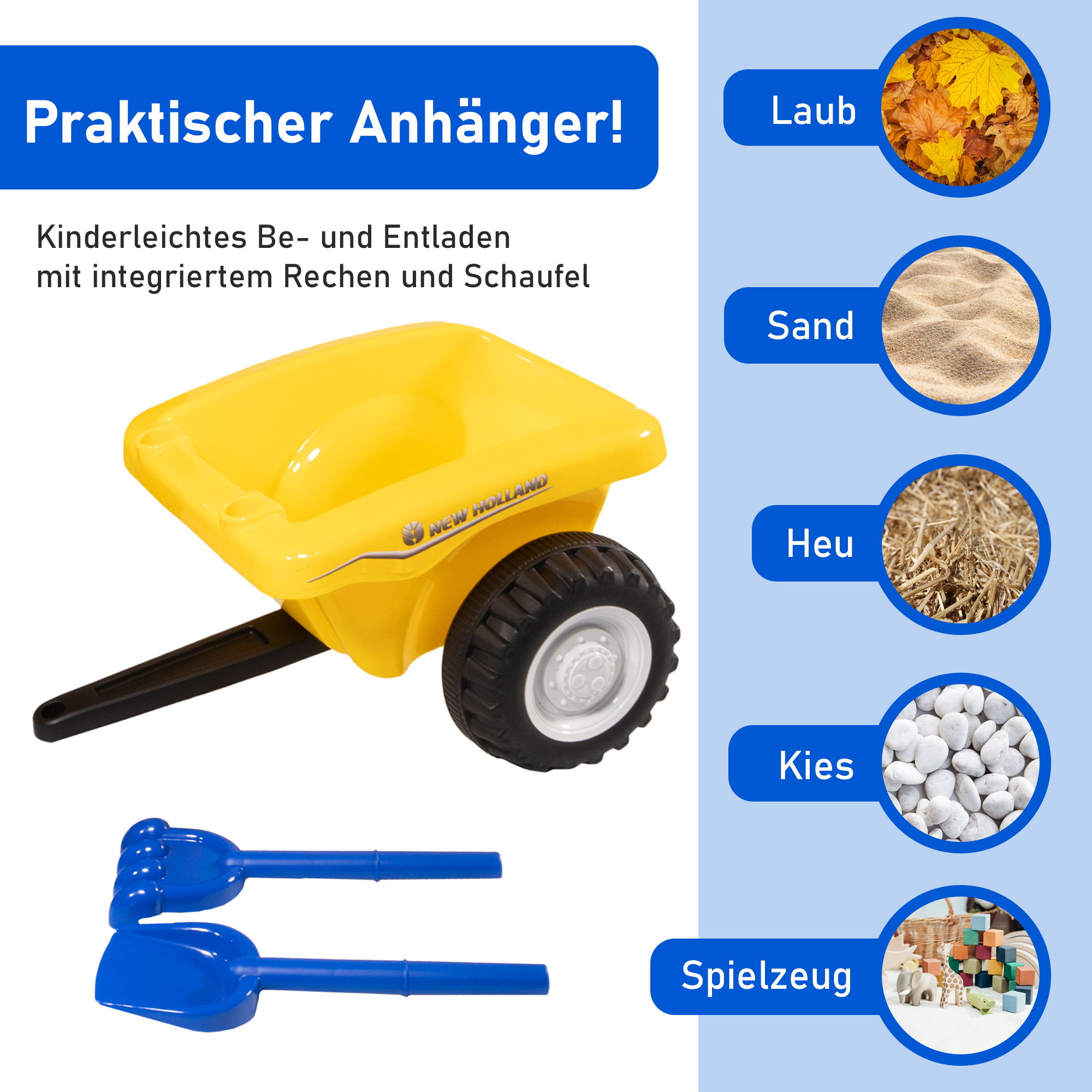 Rutschauto Traktor New Holland mit Anhänger in gelb, Kinderauto ab 1 Jahr PT009_G Rutschauto Traktor New Holland mit Anhänger in gelb, Kinderauto ab 1 Jahr PT009_G