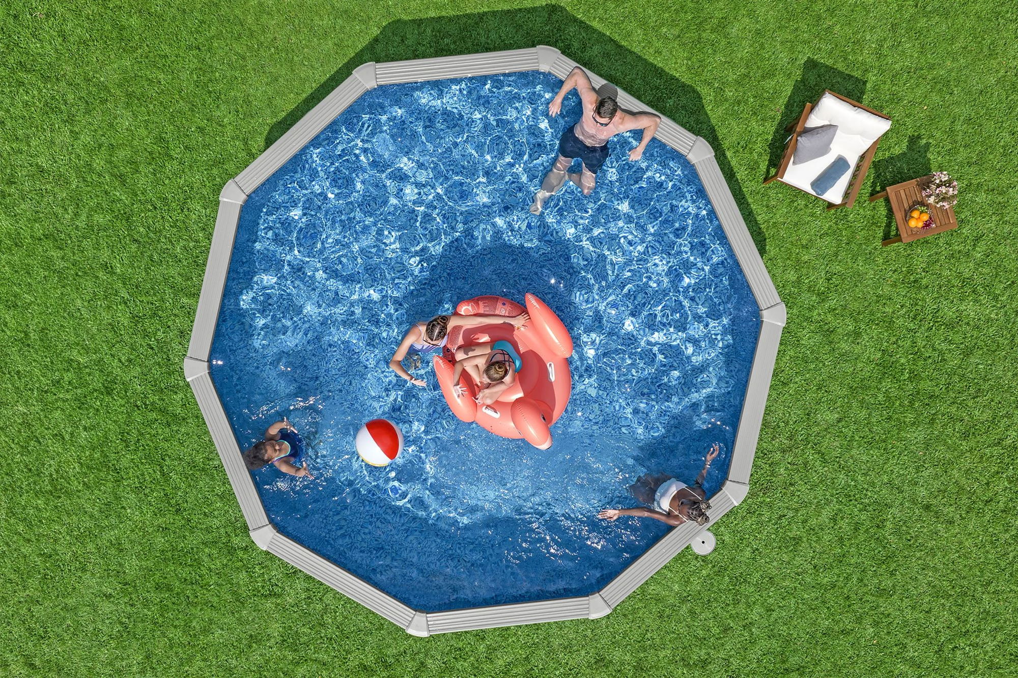 Bestway Hydrium Stahlwandpool Komplett-Set Ø 457 x 122 cm rund