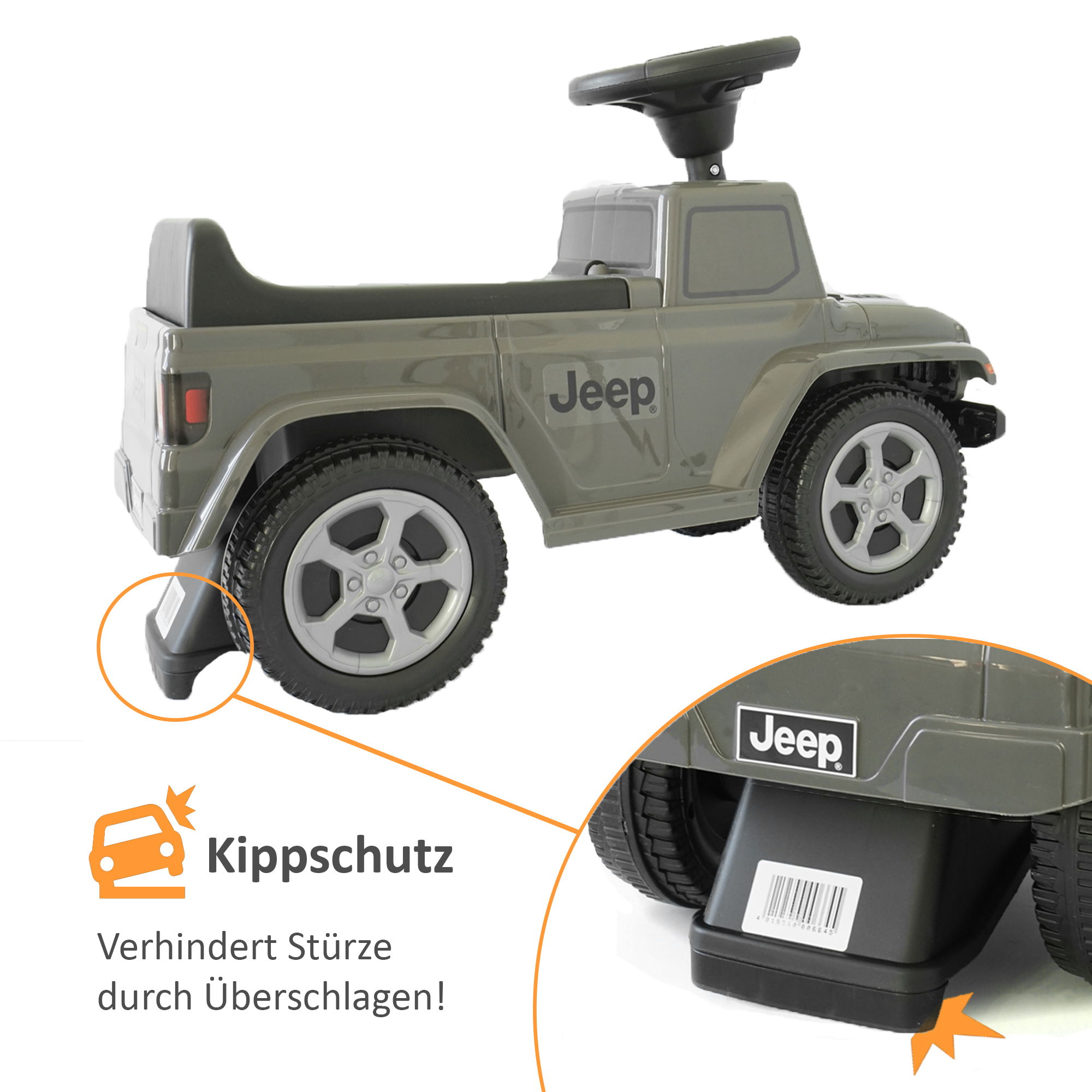 Rutschauto “Jeep” mit Funktionslenkrad, Rutschfahrzeug ab 18 Monaten PT011_GR