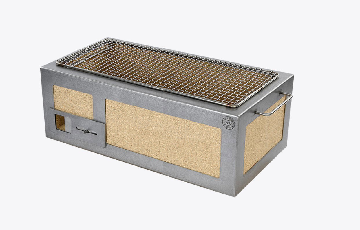 Kasai Konro Grill Medium Long aus Edelstahl, Japanischer Holzkohlegrill Kasai Konro Grill Medium Long aus Edelstahl, Japanischer Holzkohlegrill