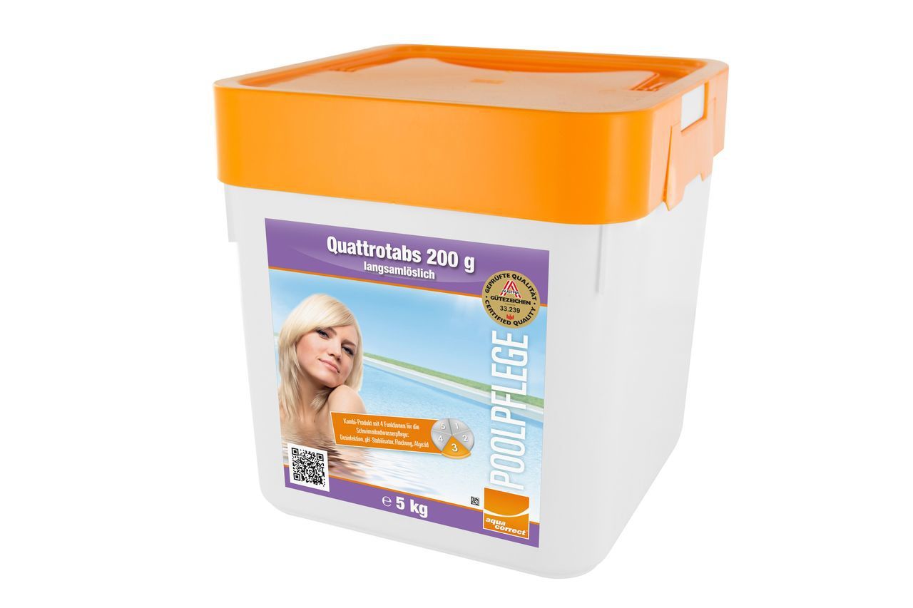 Steinbach Quattrotabs, 4 in 1 Poolpflege mit Flockungsmittel, Algizid, Chlor und pH-Stabilisator Quattrotabs_4_n_1_M