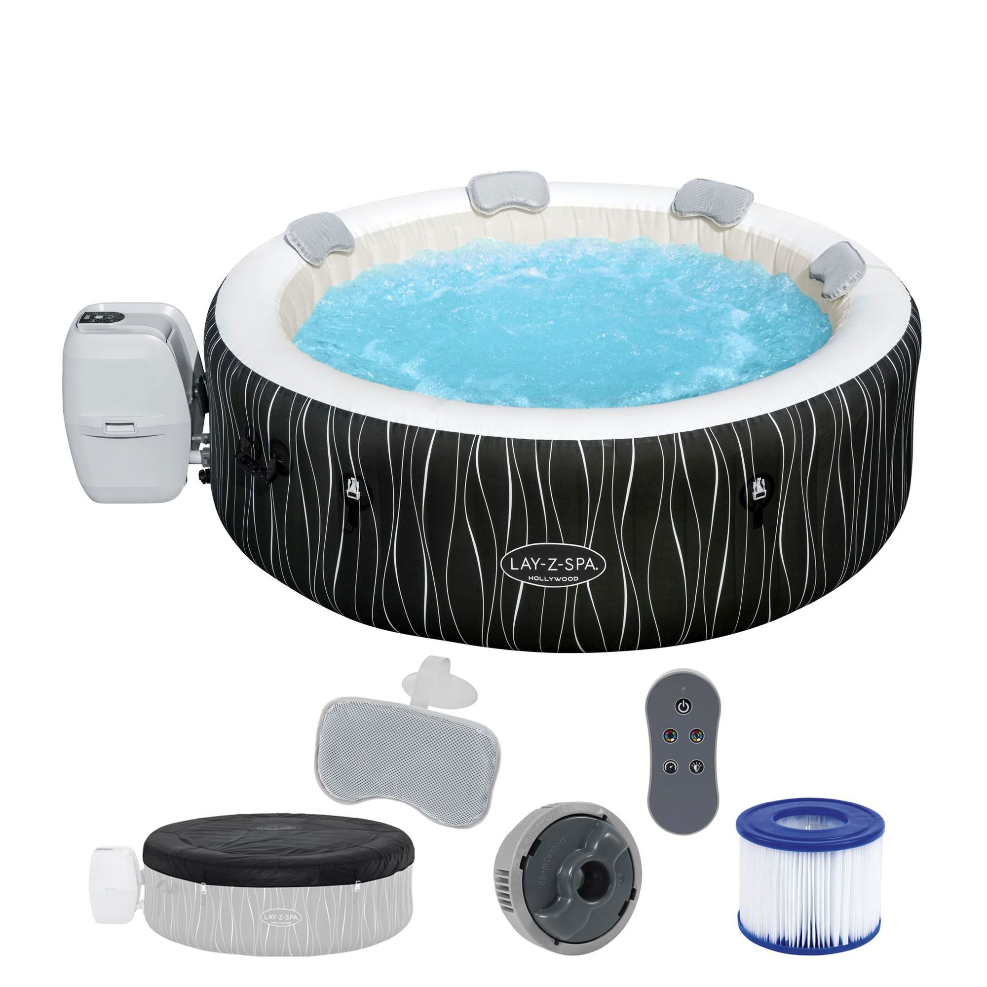 LAY-Z-SPA Hollywood AirJet LED-Whirlpool Ø 196 x 66 cm für 6 Personen LAY-Z-SPA Hollywood AirJet LED-Whirlpool Ø 196 x 66 cm für 6 Personen