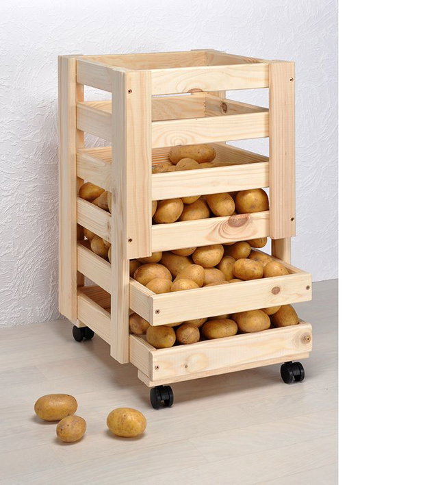 Kartoffelkiste Obstkiste, Kiefernholz, mit Rollen, Aufbewahrungskiste HH-90000 Kartoffelkiste Obstkiste, Kiefernholz, mit Rollen, Aufbewahrungskiste HH-90000