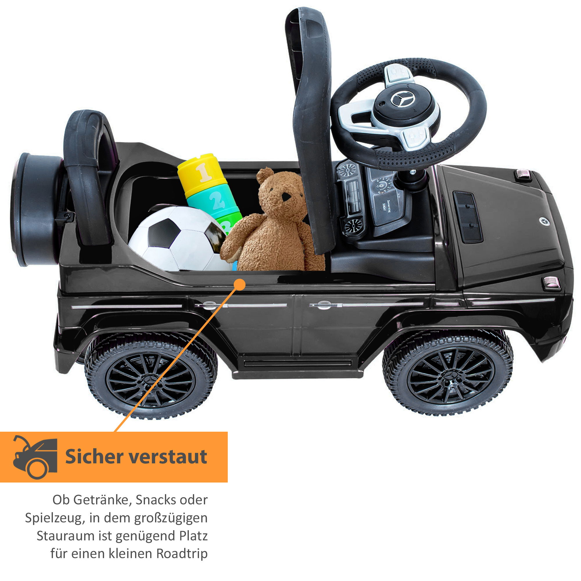 Rutscherauto Mercedes G350d in schwarz, Babyrutscher PT005_S Rutscherauto Mercedes G350d in schwarz, Babyrutscher PT005_S