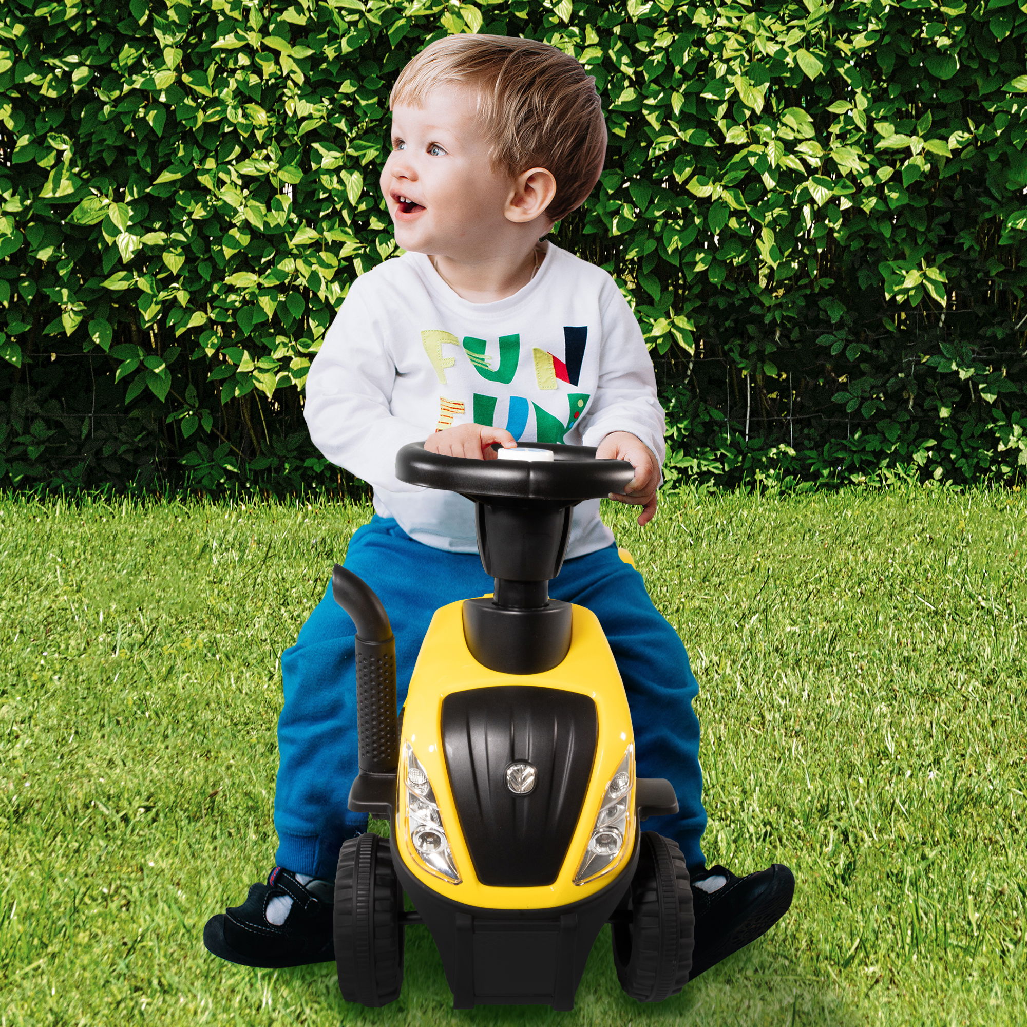 Rutschauto Traktor New Holland mit Anhänger in gelb, Kinderauto ab 1 Jahr PT009_G Rutschauto Traktor New Holland mit Anhänger in gelb, Kinderauto ab 1 Jahr PT009_G