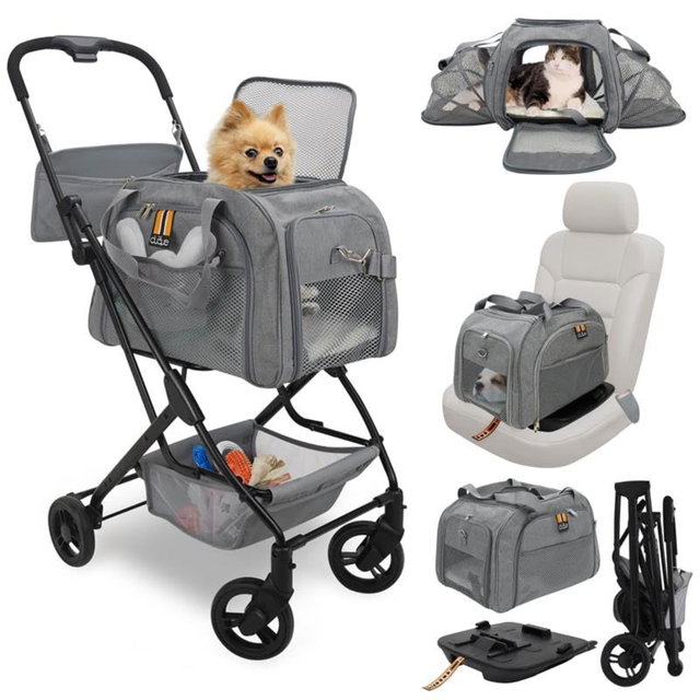 My Duque Carry-Trio 3in1 Hundebuggy grau, Hundewagen und Hundesitz