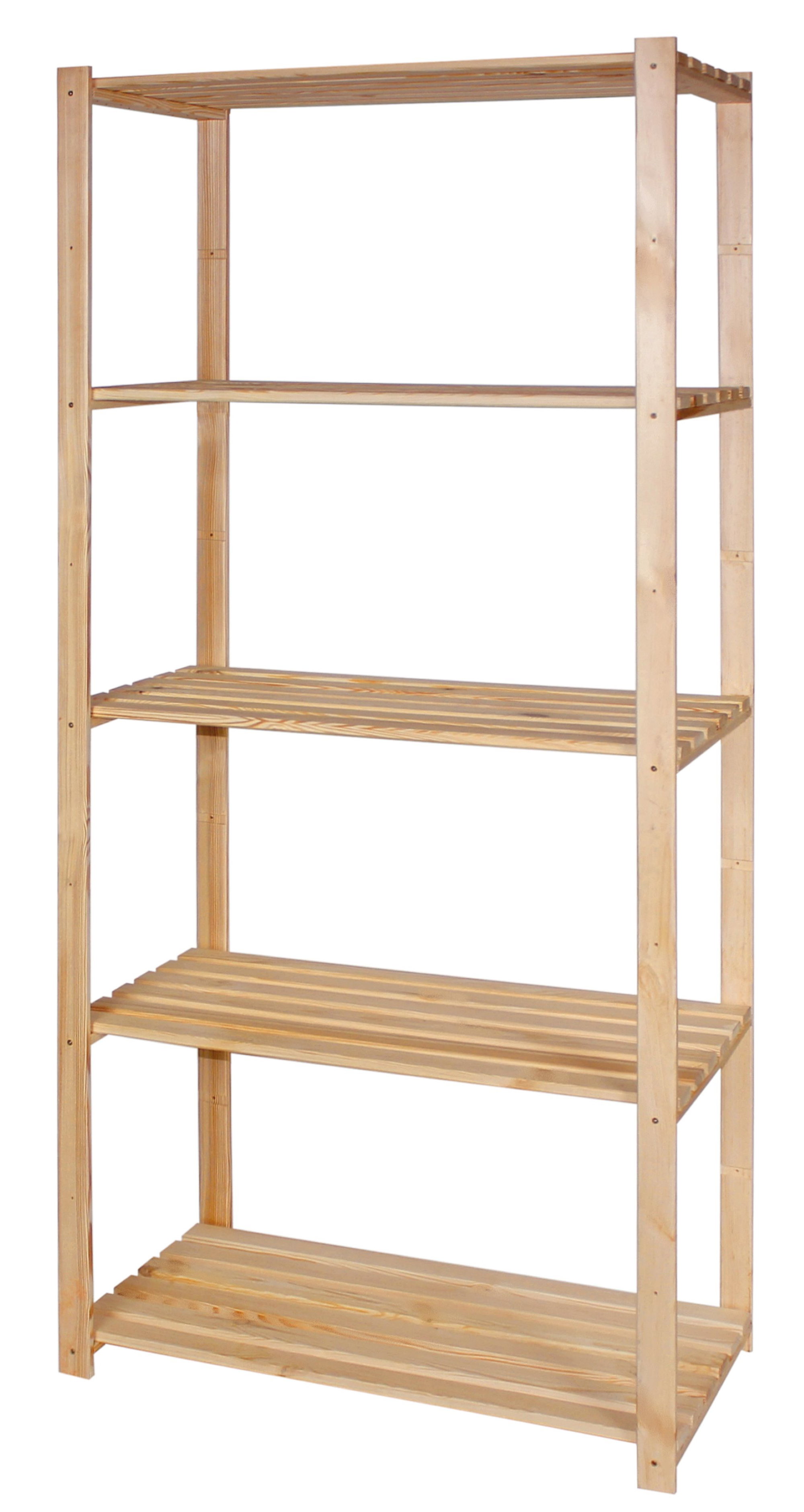 Holzregal massiv 5 Böden 170x75x40 cm Kellerregal stabil