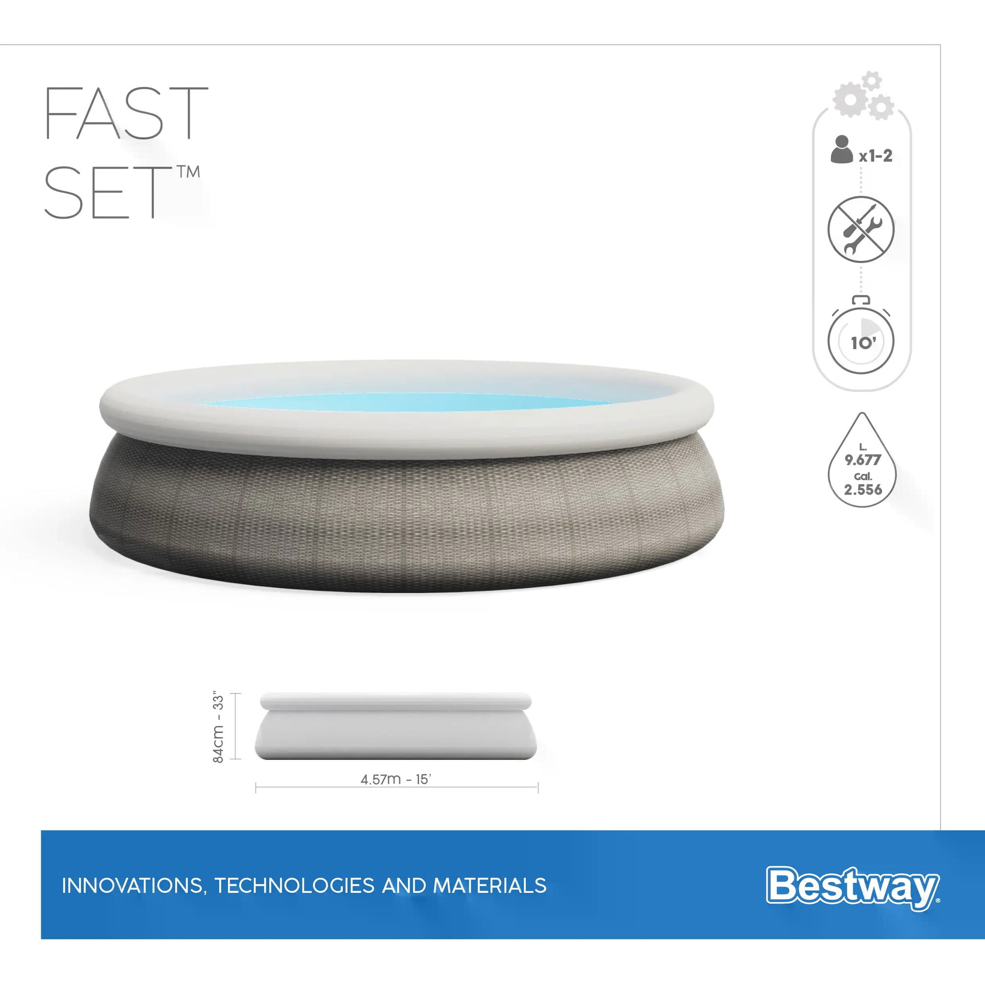 Fast Set™ Aufstellpool-Set mit Filterpumpe Ø 457 x 84 cm, Rattan-Optik (Schiefergrau), rund 57313_22