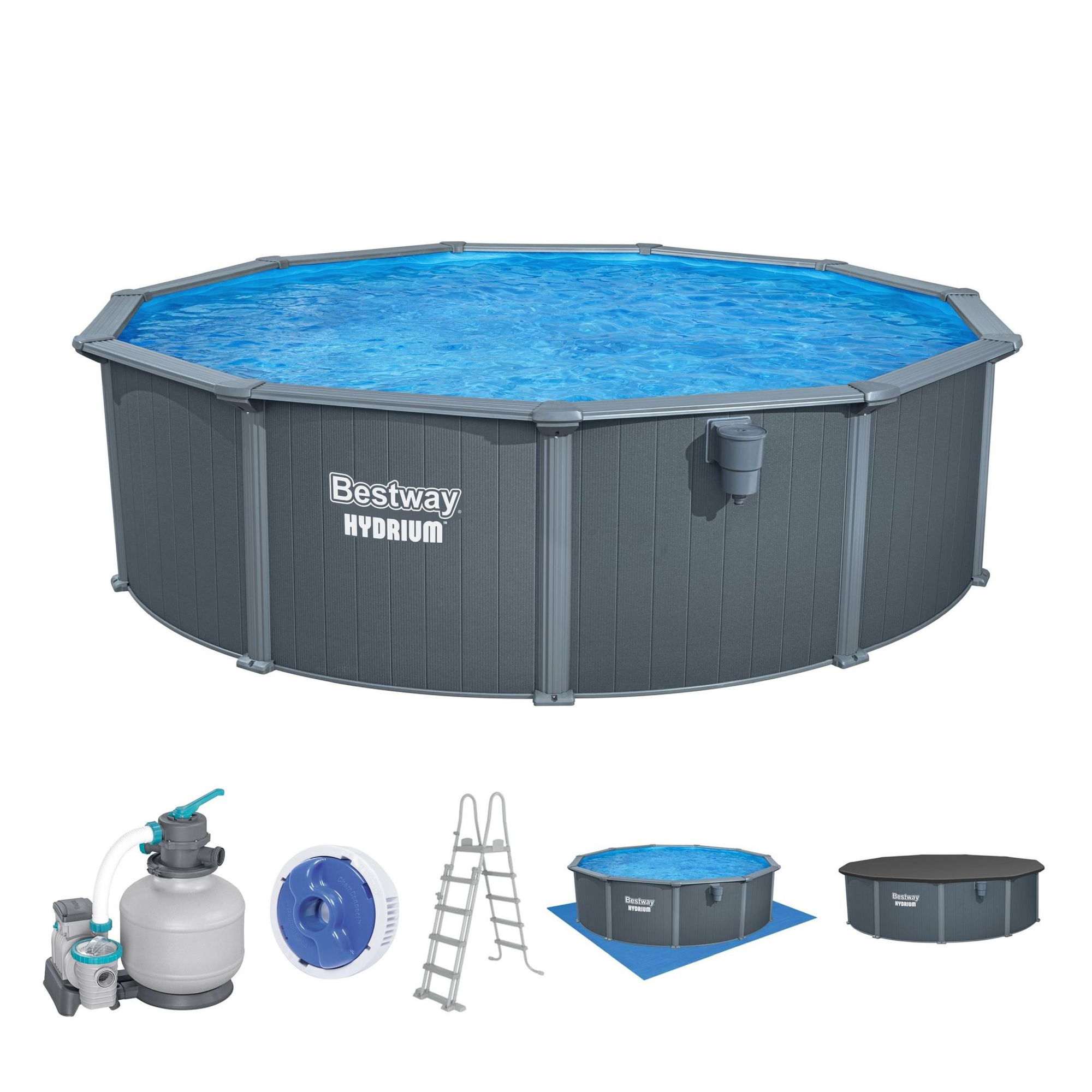 Bestway Hydrium Stahlwandpool Komplett-Set Ø 488 x 132 cm rund Bestway Hydrium Stahlwandpool Komplett-Set Ø 488 x 132 cm rund