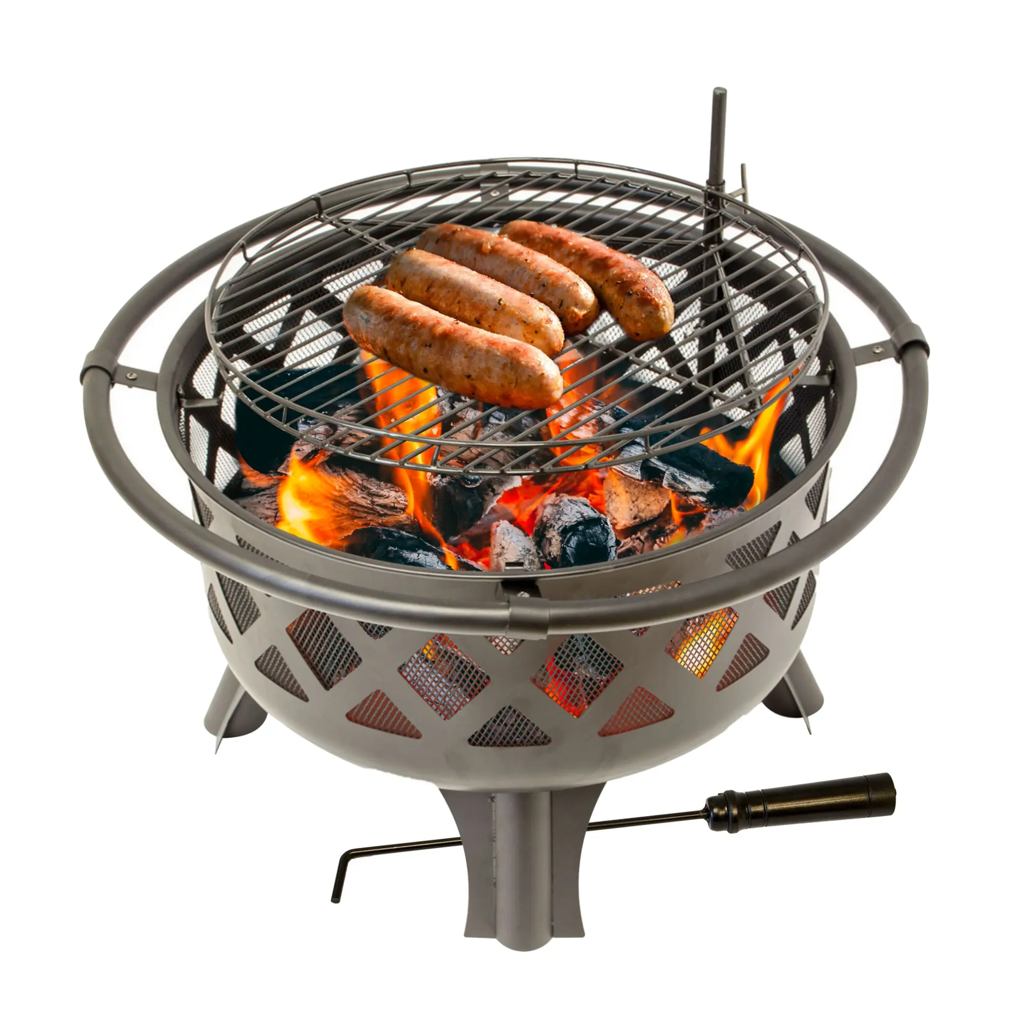 Feuerschale mit Grillrost, Feuerkorb für den Garten, Firebowl Ø 75x60 cm, Fire Pit NA087