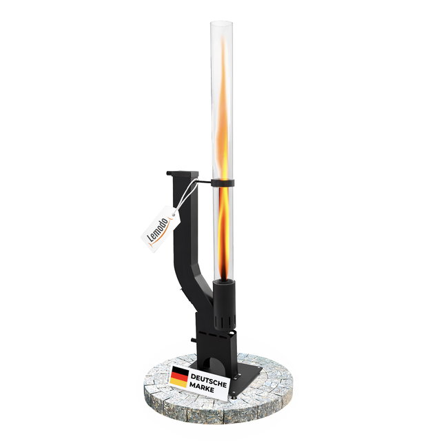 Pelletfackel PRIME Feuerrohr, Feuersäule Outdoor für Garten mit Glasröhre