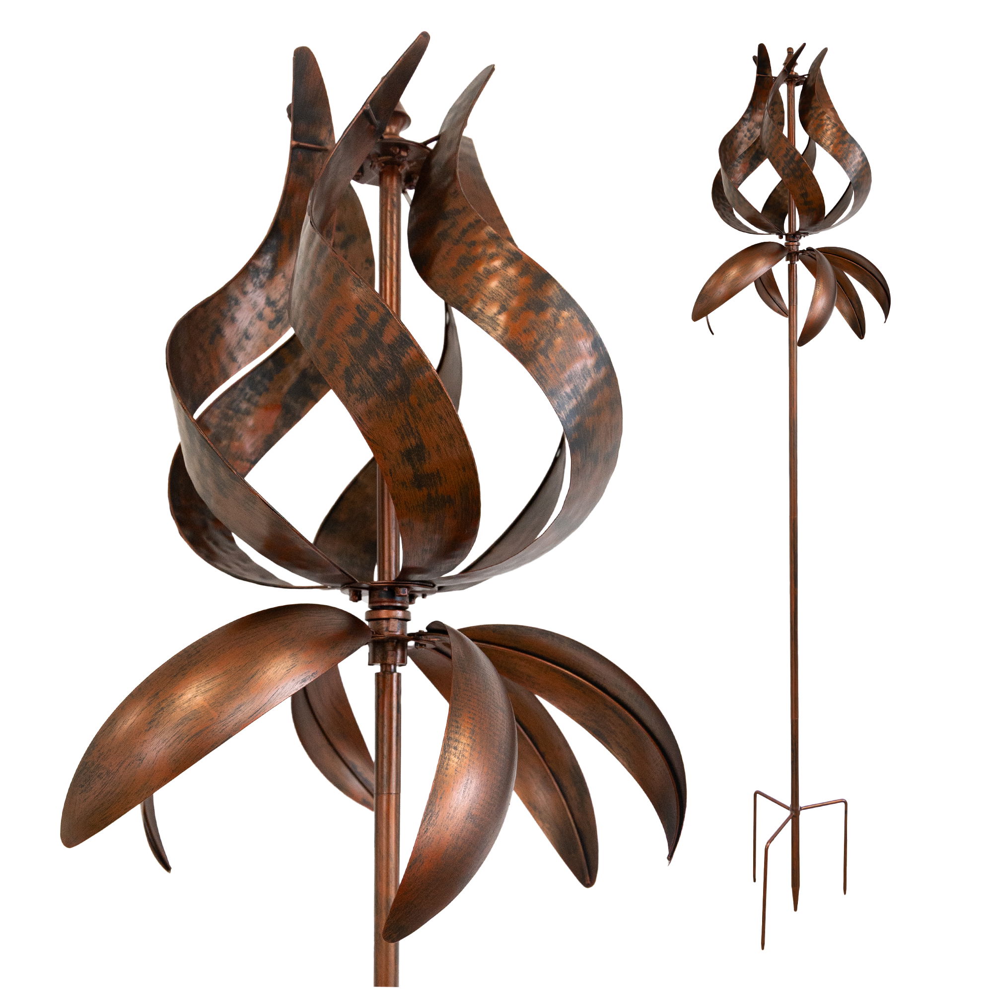 LEMODO Windrad Tulipa mit gegenläufigen Rotoren, Gartendeko in 3 Höhen aufbaubar