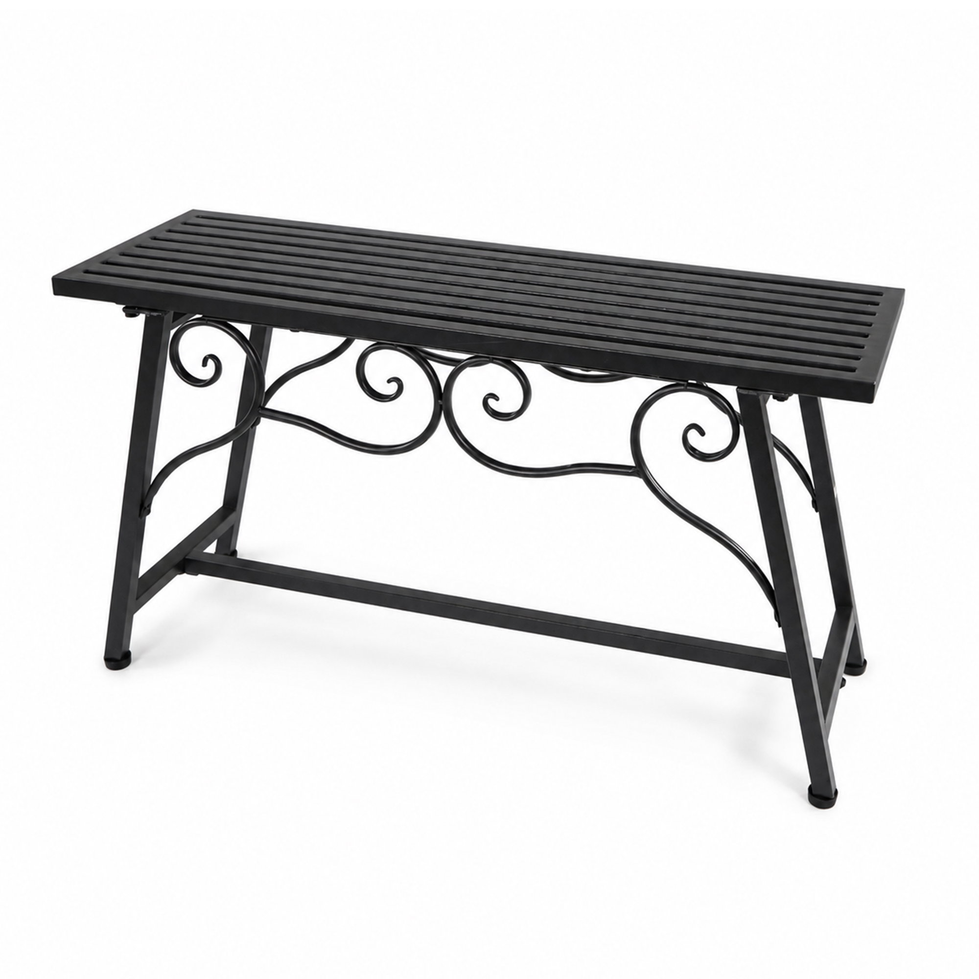 Gartenbank Metall Schwarz ohne Rückenlehne für Balkon und Garten