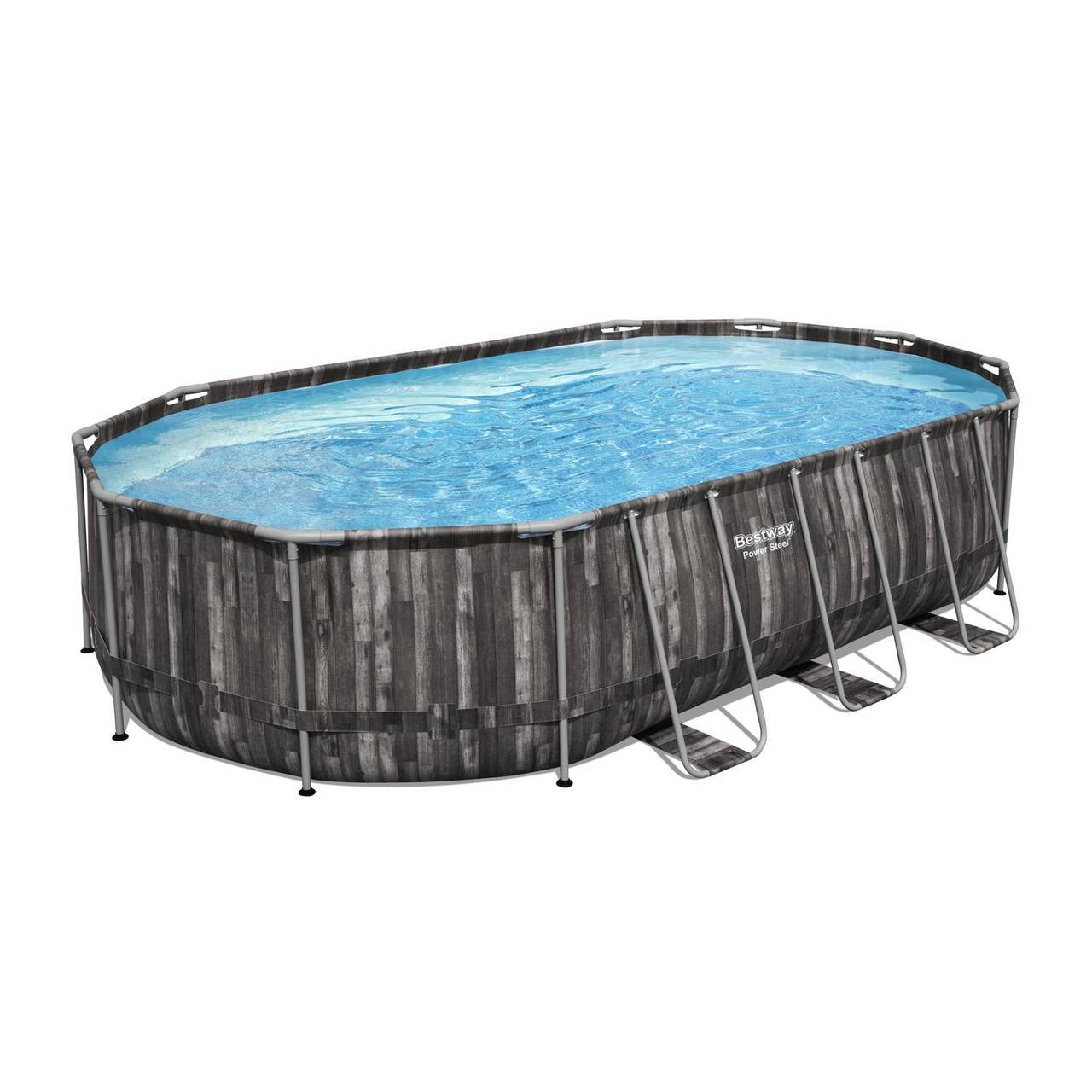 Power Steel Holz-Optik 6,10m x 3,66m x 1,22 m Oval Pool Set, dunkelgrau 5611R_22