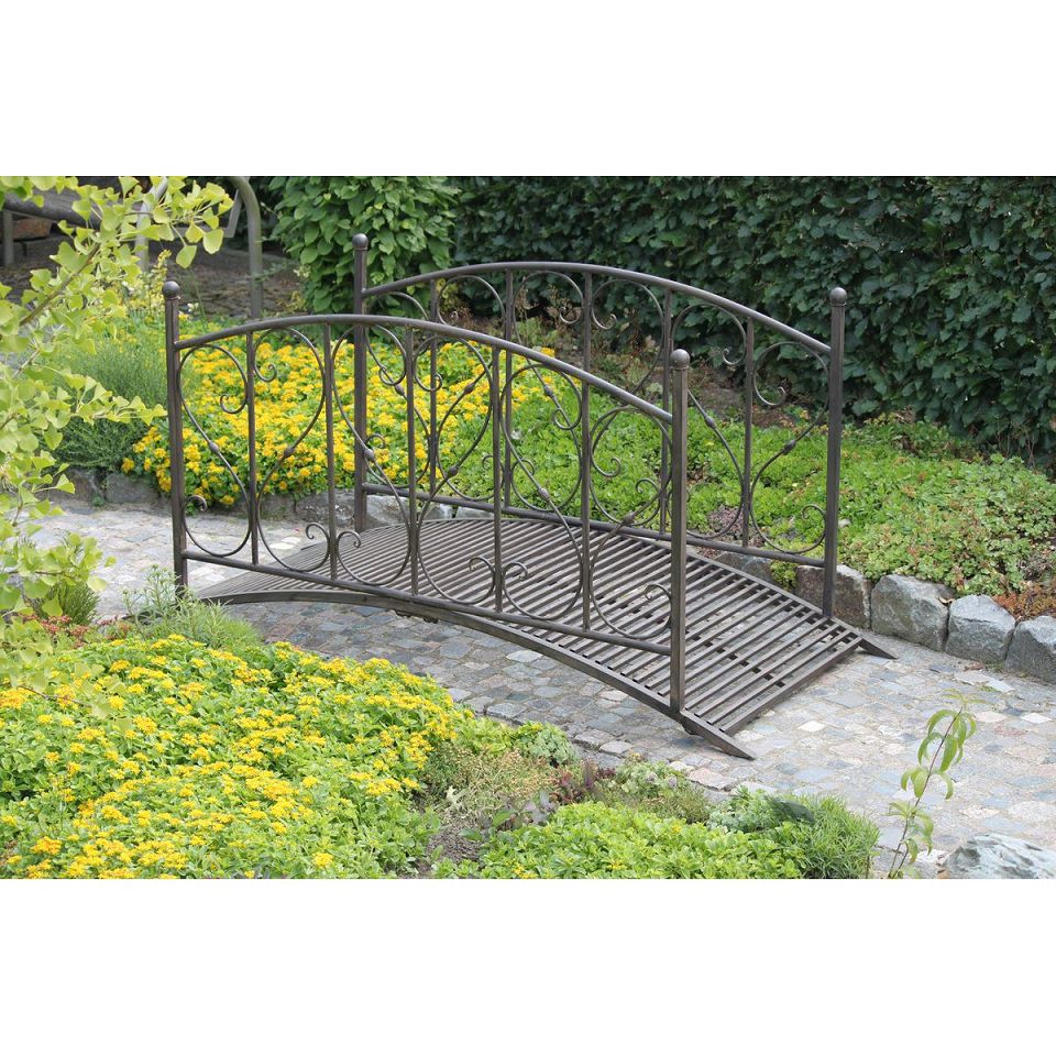 Gartenbrücke Dukano, Metall, Rost-Optik HI-504396 Gartenbrücke Dukano, Metall, Rost-Optik HI-504396