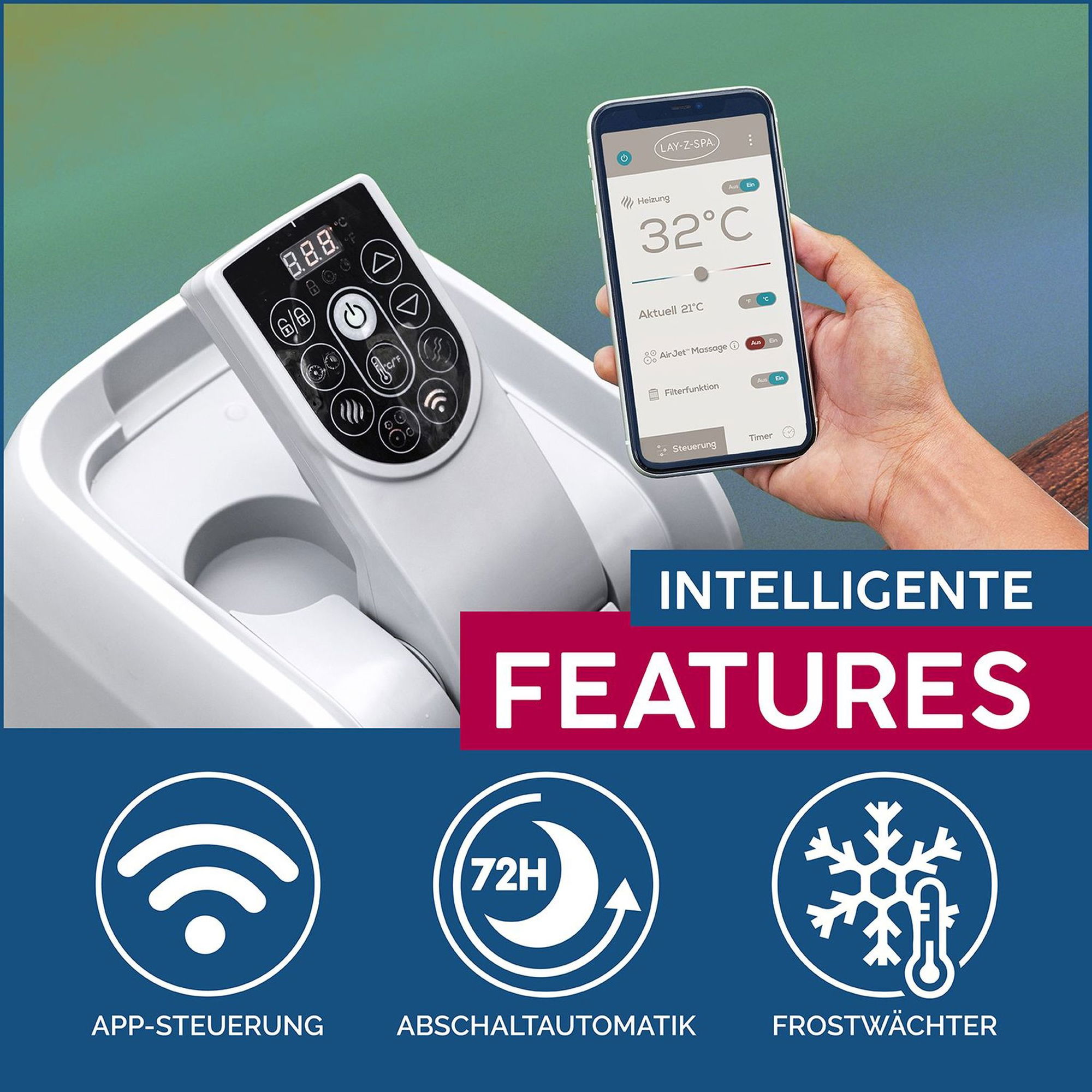 Bestway LAY-Z-SPA Helsinki AirJet Plus Whirlpool Ø 180 x 66 cm 7 Personen