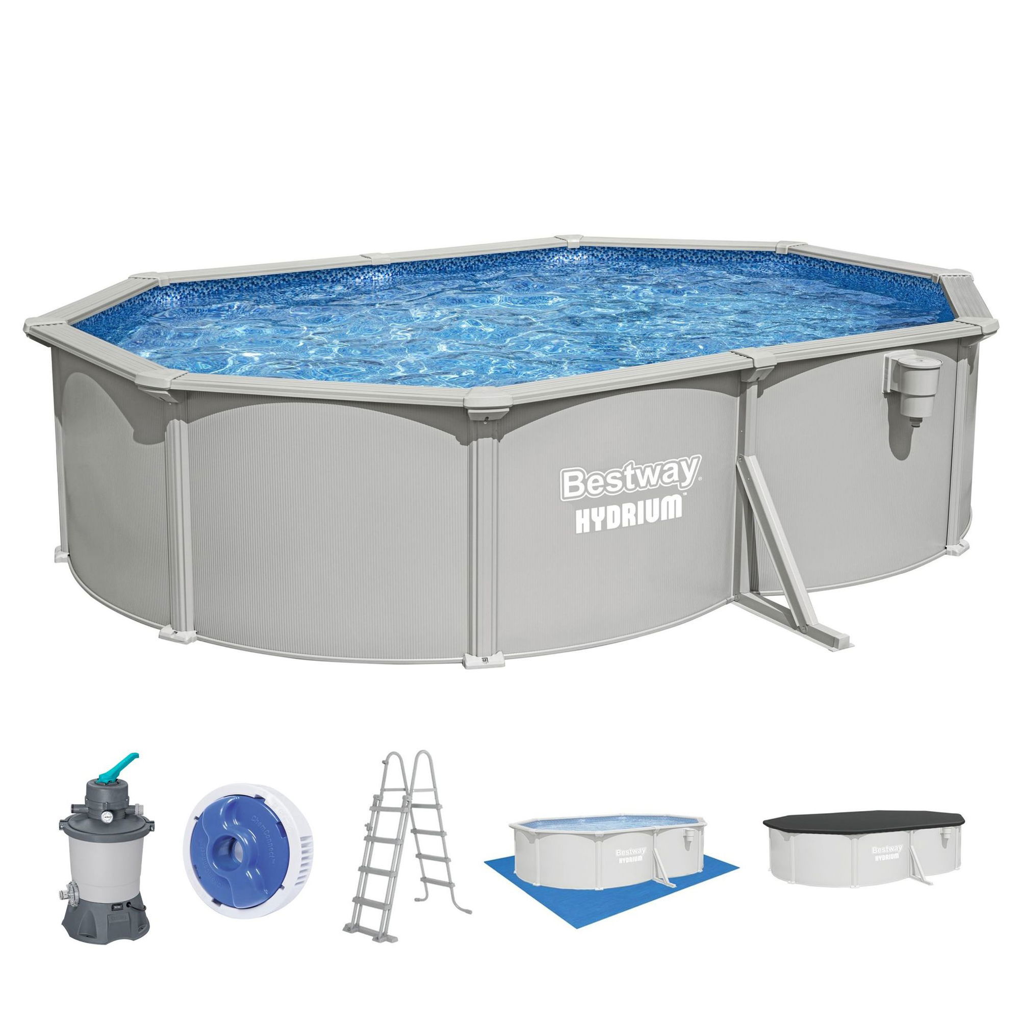 Bestway Hydrium Stahlwandpool Komplett-Set 500 x 366 x 122 cm