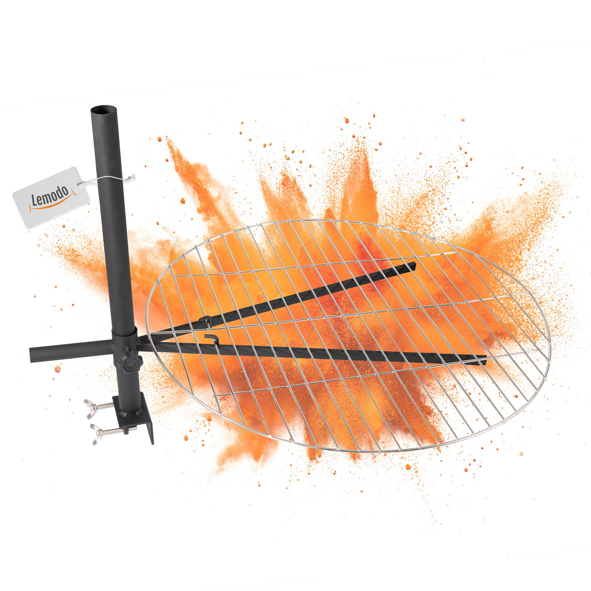 Grillgitter mit Halterung für Feuerschale, höhenverstellbarer Grillrost 55 cm