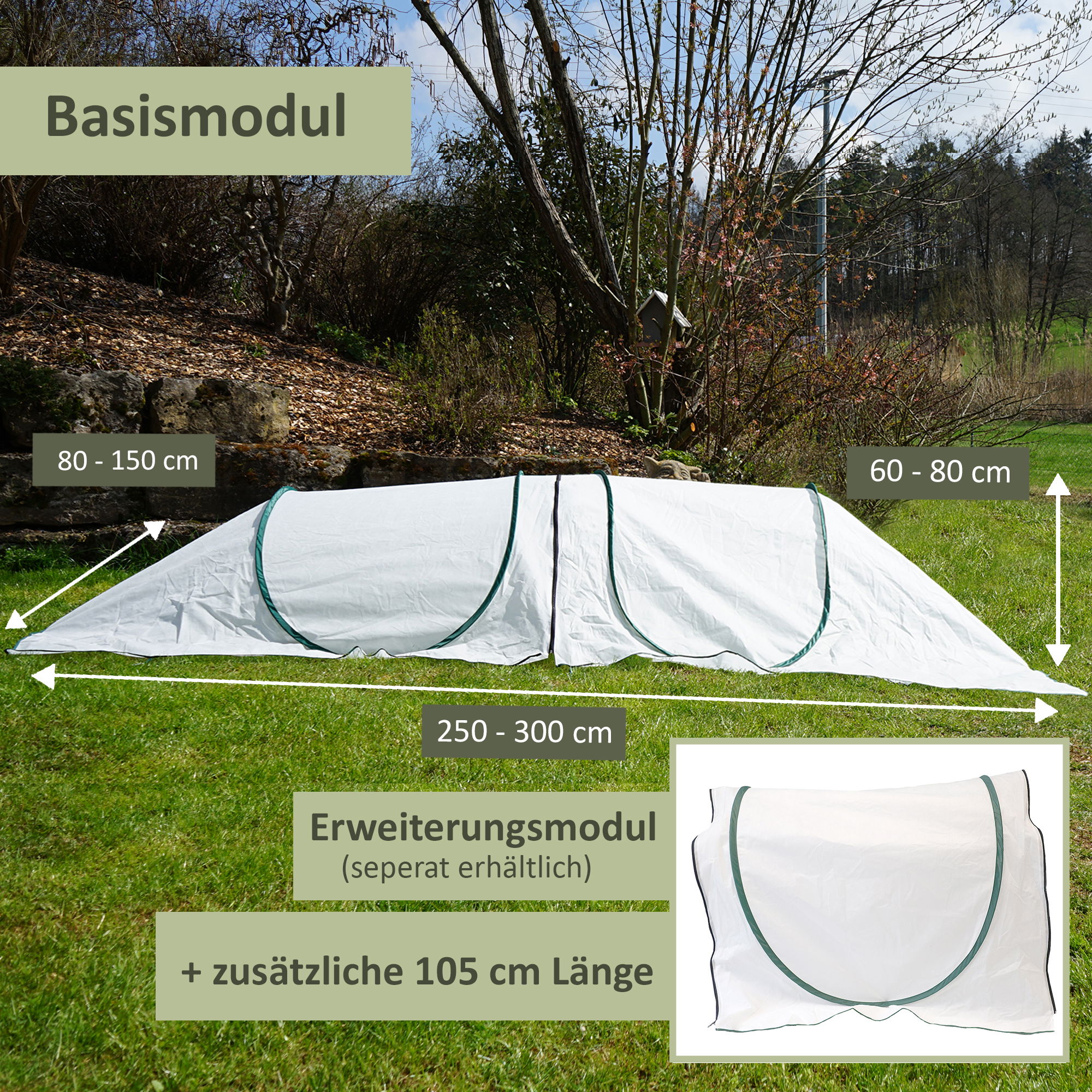 Folientunnel aus Wintervlies, modularer Winterschutz für Pflanzen NA169 Folientunnel aus Wintervlies, modularer Winterschutz für Pflanzen NA169