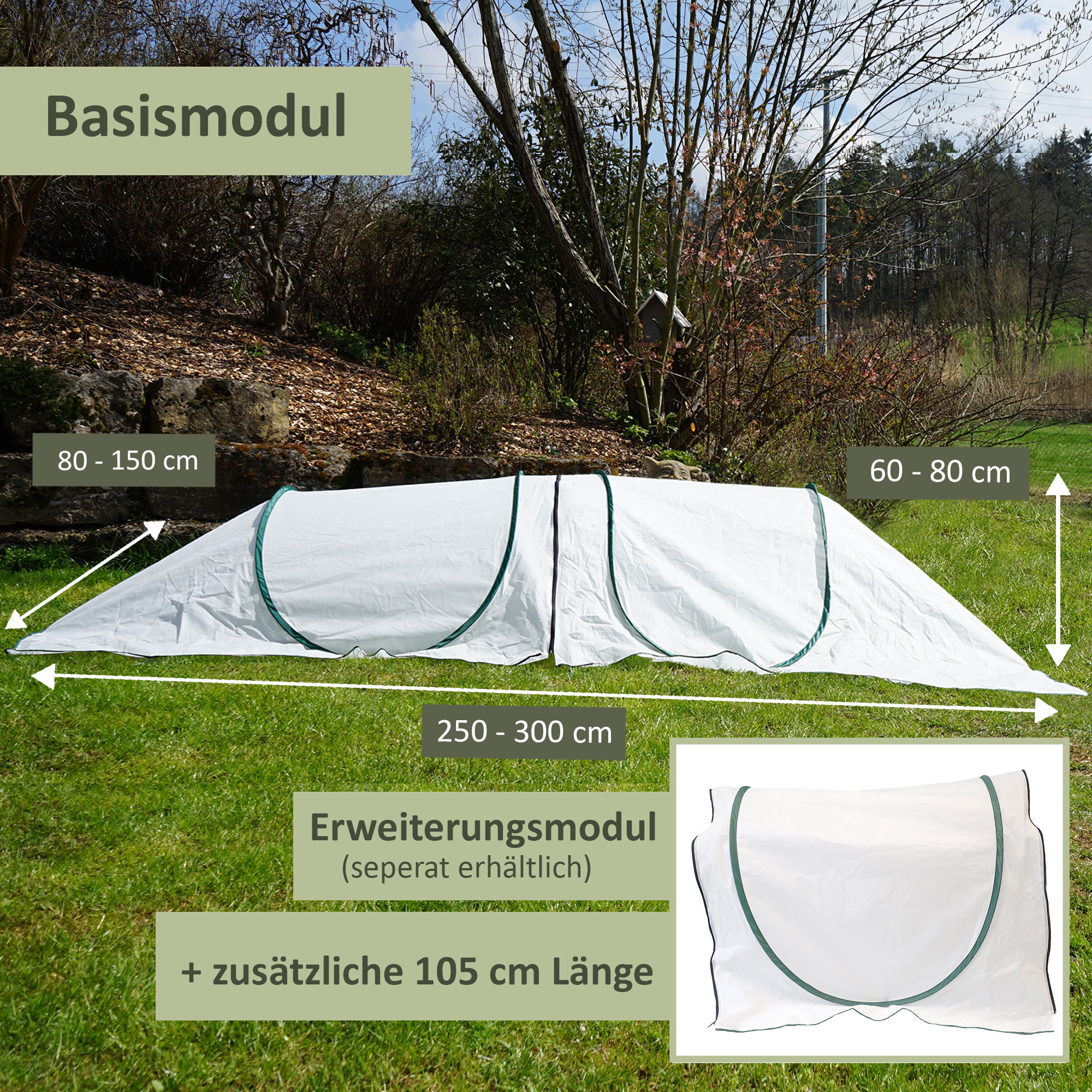 Folientunnel aus Wintervlies, modularer Winterschutz für Pflanzen NA169