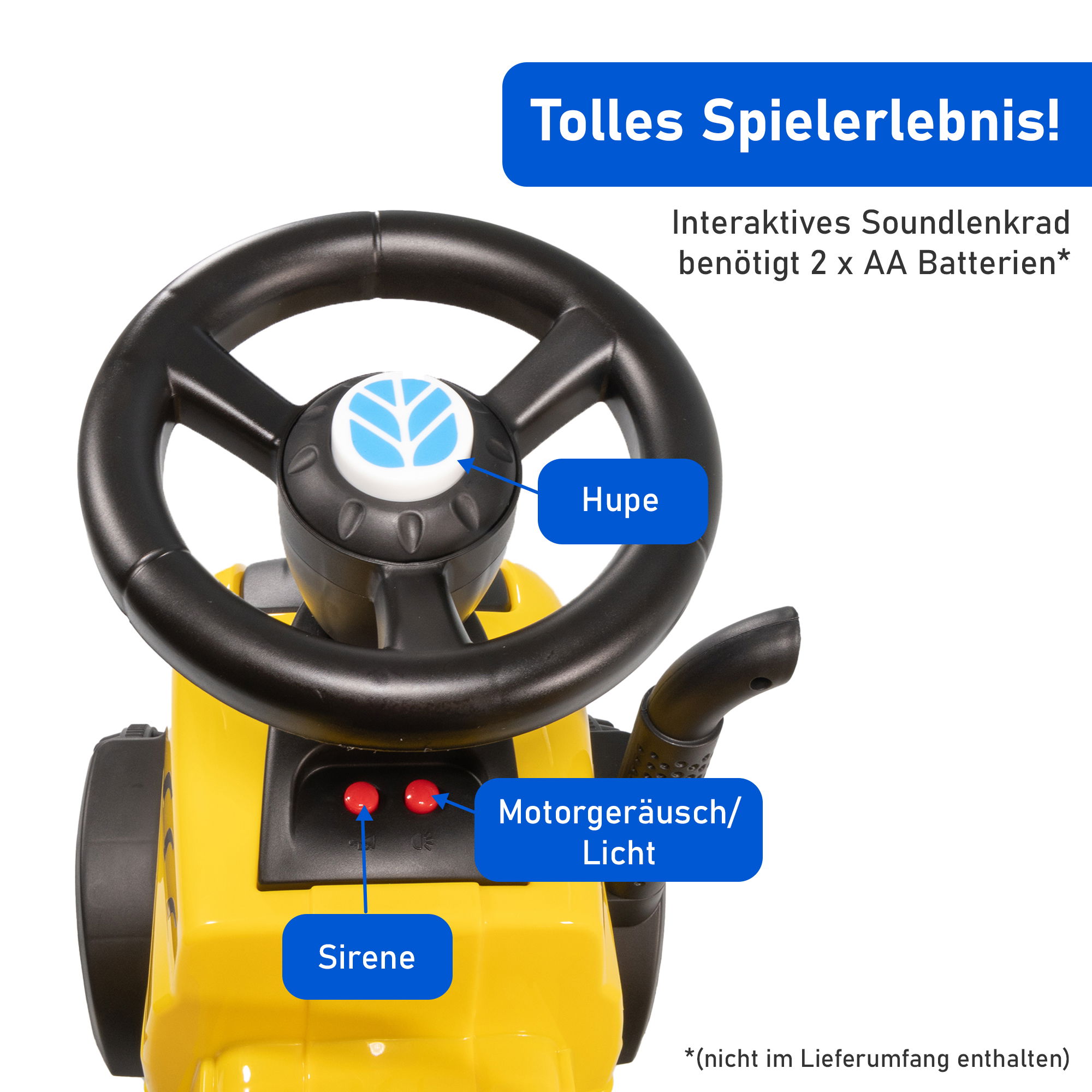 Rutschauto Traktor New Holland mit Anhänger in gelb, Kinderauto ab 1 Jahr PT009_G Rutschauto Traktor New Holland mit Anhänger in gelb, Kinderauto ab 1 Jahr PT009_G