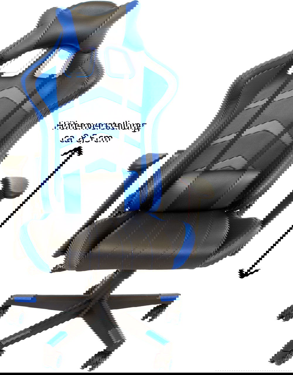 Gaming-Stuhl, schwarz-blau, Nacken- Rückenkissen, Gamerstuhl, Bürostuhl NA005_B Gaming-Stuhl, schwarz-blau, Nacken- Rückenkissen, Gamerstuhl, Bürostuhl NA005_B