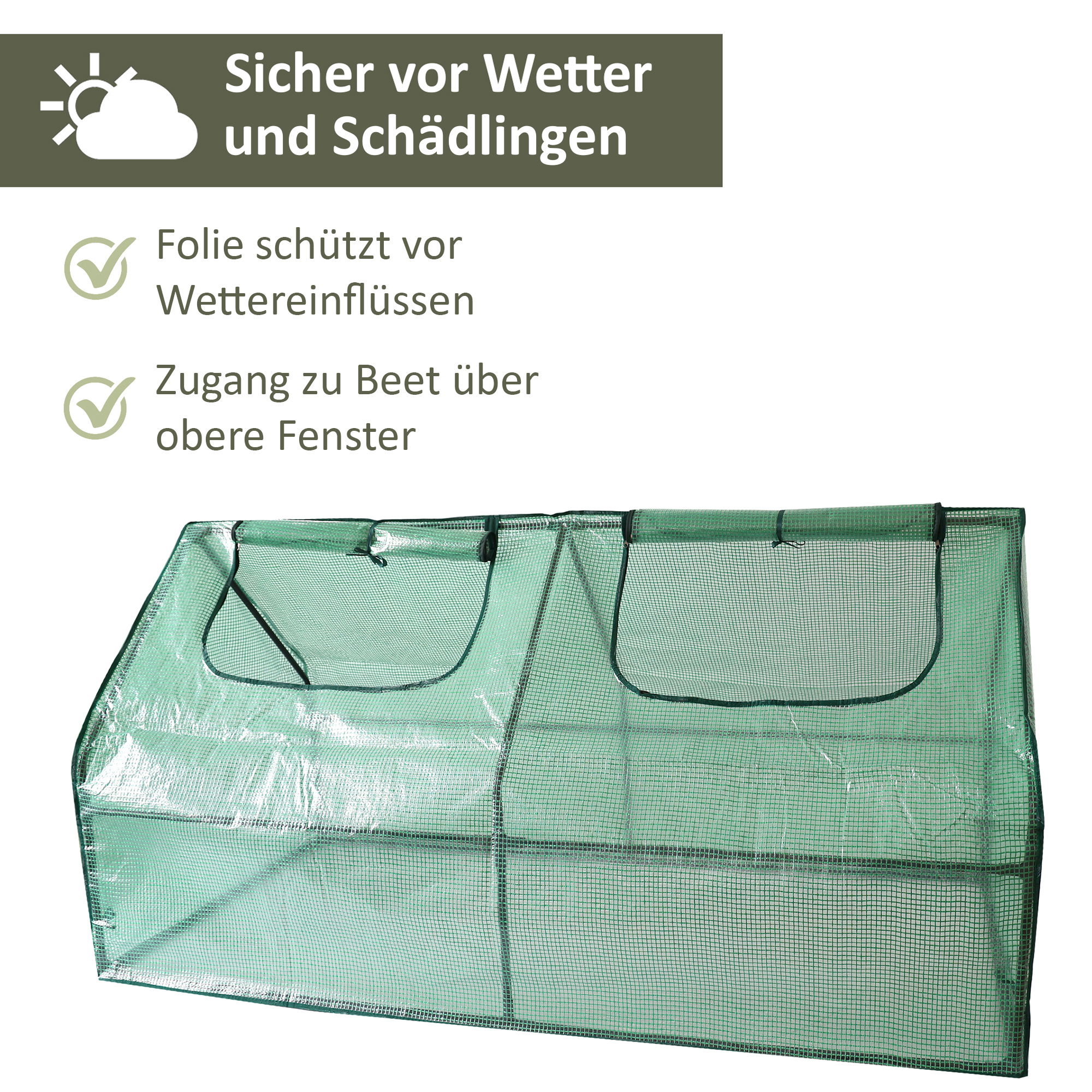 Foliengewächshaus mit 2 Zugriffsfenstern, Tomatenhaus 180 x 90 cm, 90 cm hoch NA177 Foliengewächshaus mit 2 Zugriffsfenstern, Tomatenhaus 180 x 90 cm, 90 cm hoch NA177