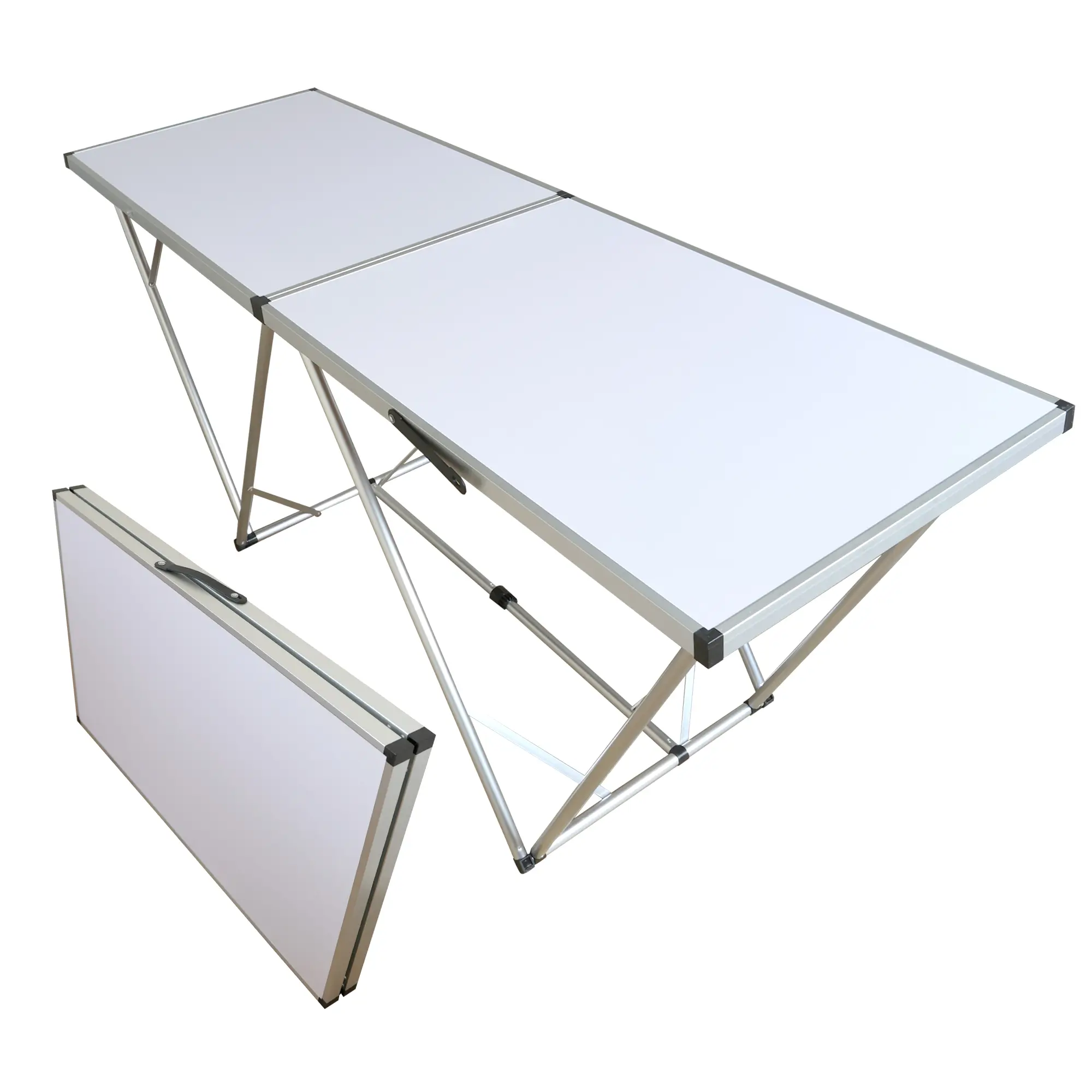 Tapeziertisch klappbar, Flohmarkttisch 198 x 60 cm (LxB), Mehrzwecktisch aus Aluminium und MDF WT004