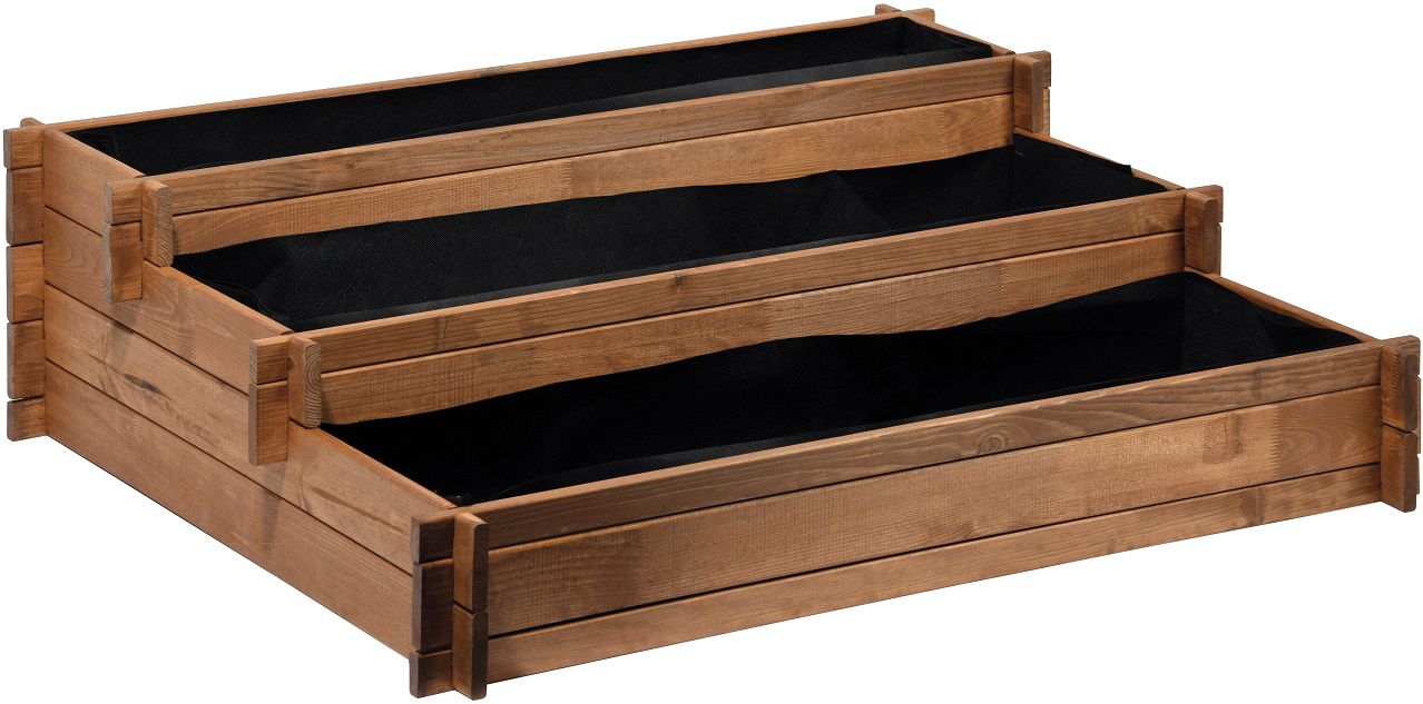 Stufenbeet mit drei Pflanzkästen, Pflanzkasten PERU mit Einlegefolie DO-58180FSC