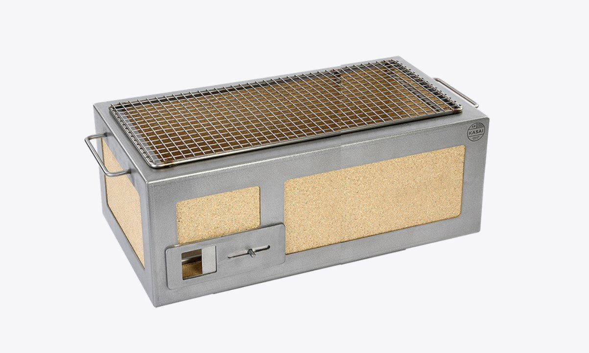 Kasai Konro Grill Medium Long aus Edelstahl, Japanischer Holzkohlegrill Kasai Konro Grill Medium Long aus Edelstahl, Japanischer Holzkohlegrill