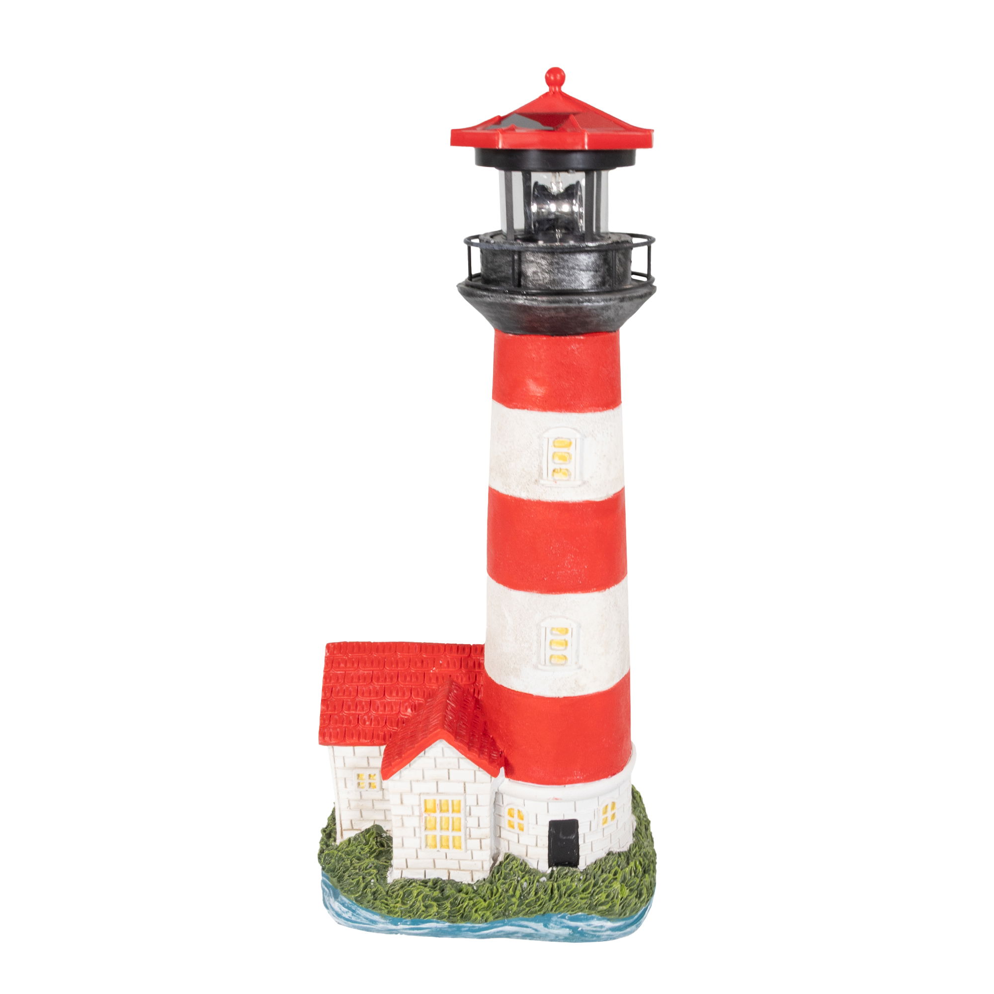 Leuchtturm mit Solarlicht und LED-Leuchtfeuer, Gartendeko 39 cm hoch