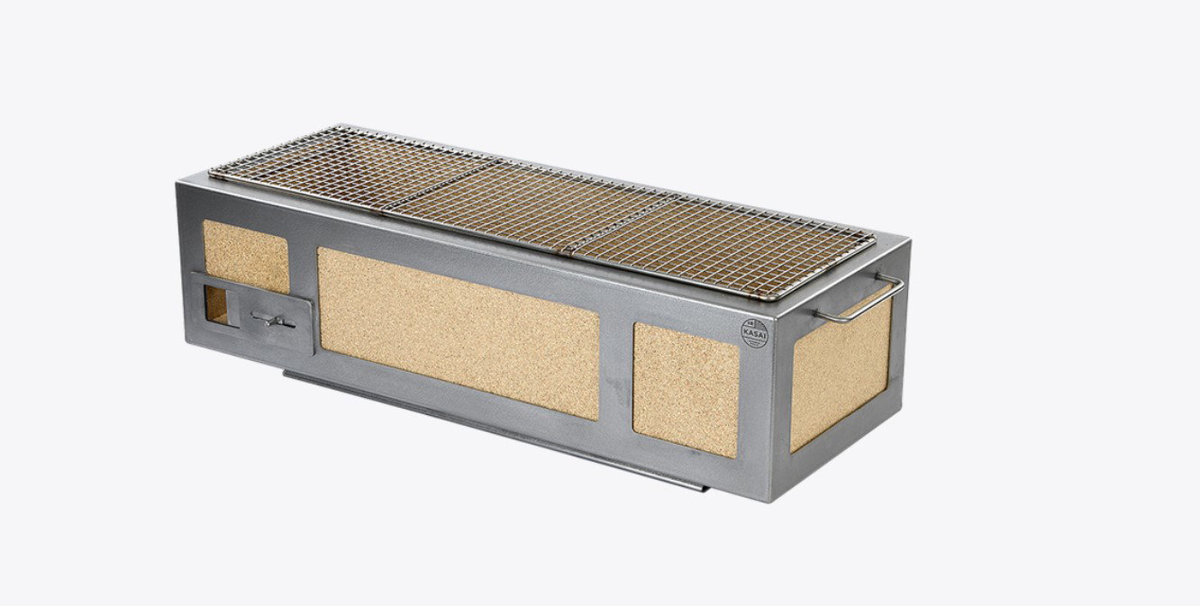 Kasai Konro Grill Long aus Edelstahl, Japanischer Holzkohlegrill Kasai Konro Grill Long aus Edelstahl, Japanischer Holzkohlegrill
