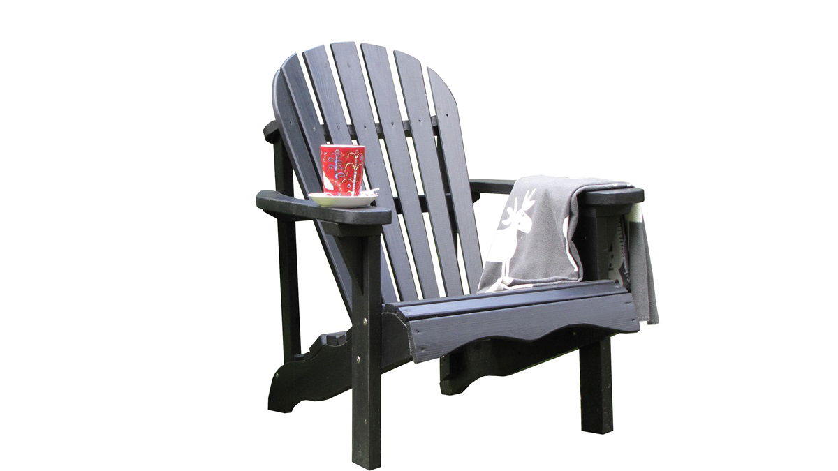 Gartenstuhl im Design eines Adirondack Stuhl, Gartenstuhl-Hochlehner aus Holz, schwarz NA046_S