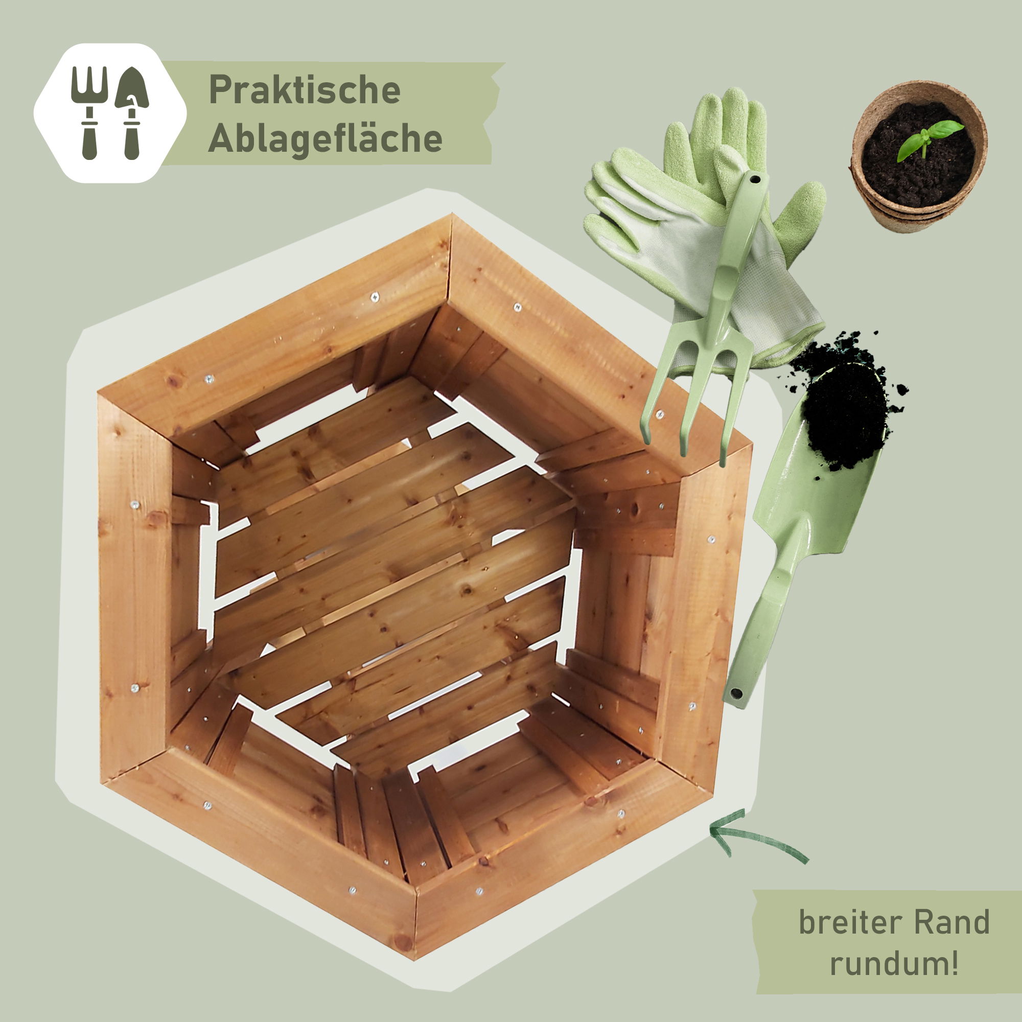 Pflanzkasten aus Holz 6eckig, 80 cm hoch, Blumenkübel mit Füßen, Pflanzgefäß NA115_B Pflanzkasten aus Holz 6eckig, 80 cm hoch, Blumenkübel mit Füßen, Pflanzgefäß NA115_B