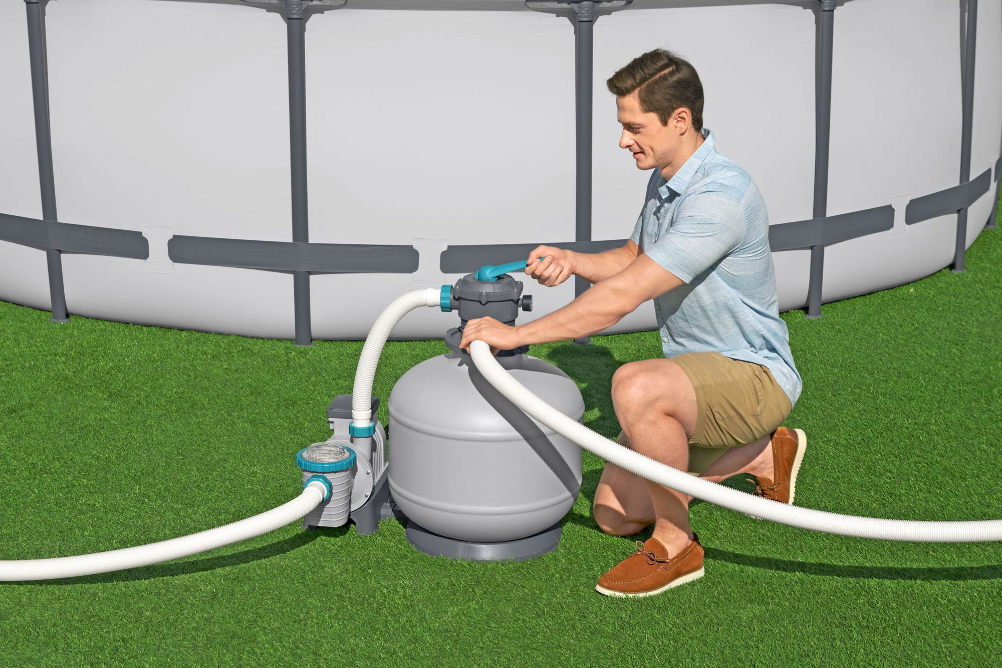 Sandfilteranlage mit Zeitschaltuhr 11.355 lh für große Pools