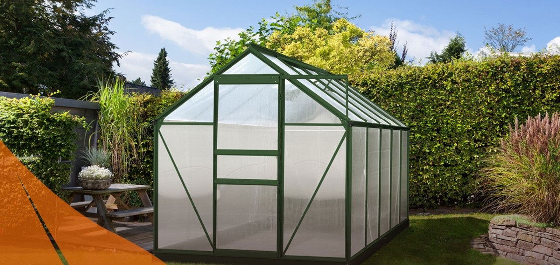 Gewächshaus Calypso 7300, Grundfläche 7,3 m² smaragd, Treibhaus Gewächshaus Calypso 7300, Grundfläche 7,3 m² smaragd, Treibhaus