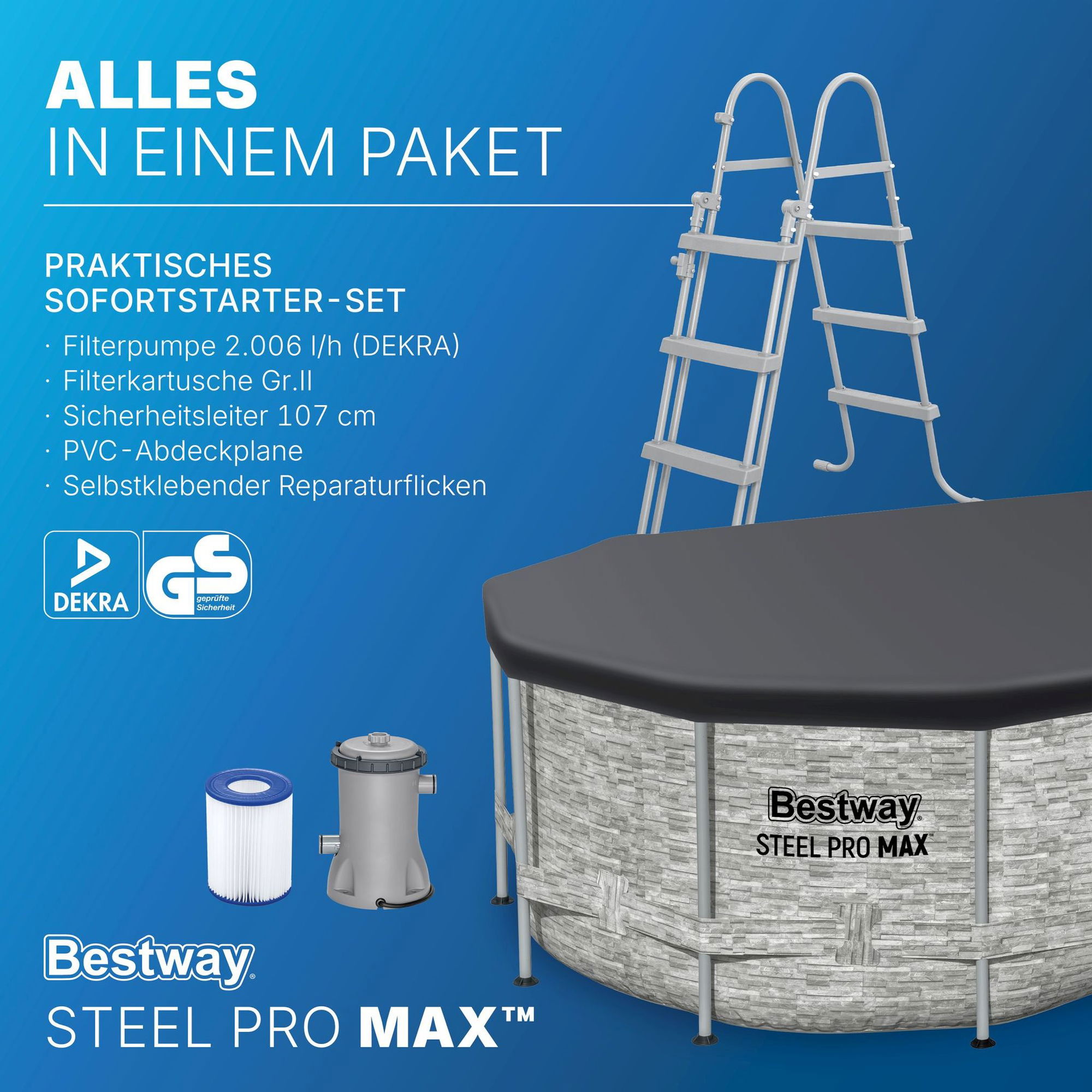 Bestway Steel Pro MAX Splashview Frame Pool Set 427 x 250 x 100 cm