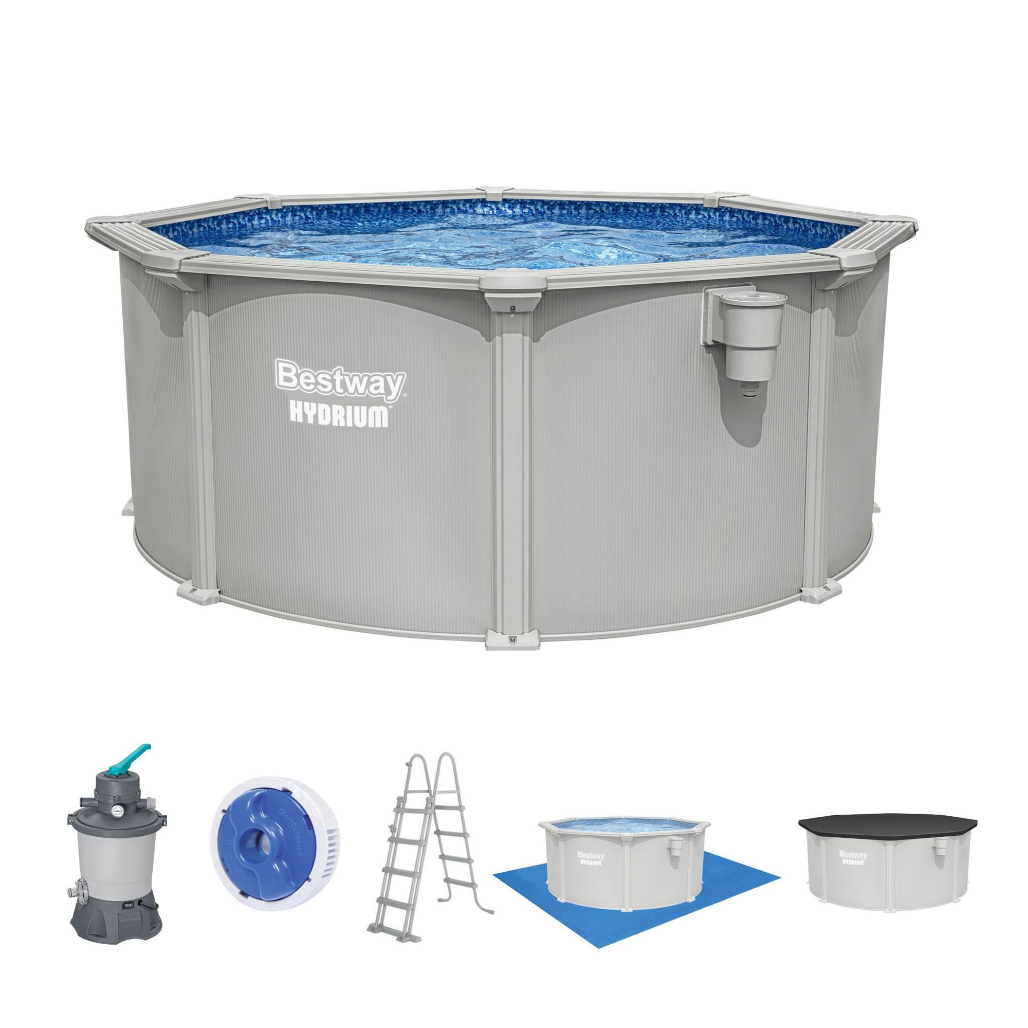 Bestway Hydrium Stahlwandpool Komplett-Set Ø 305 x 122 cm rund