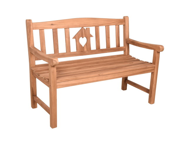 Bank HOME, 2-Sitzer Gartenbank aus Teak natur für Terrasse und Garten