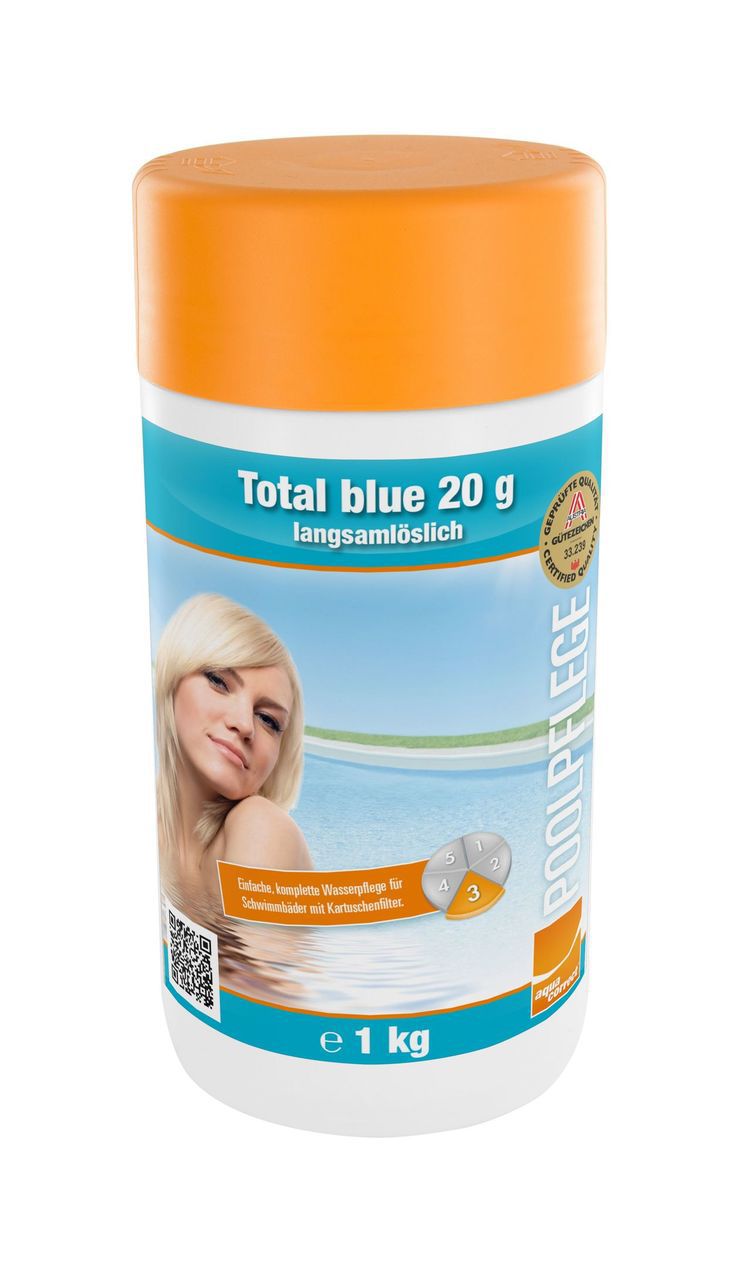 Steinbach Total blue 20g, 1Kg, Multifunktionstablette Pool, langsam löslich, Wasserpflege IN-0752301TD08