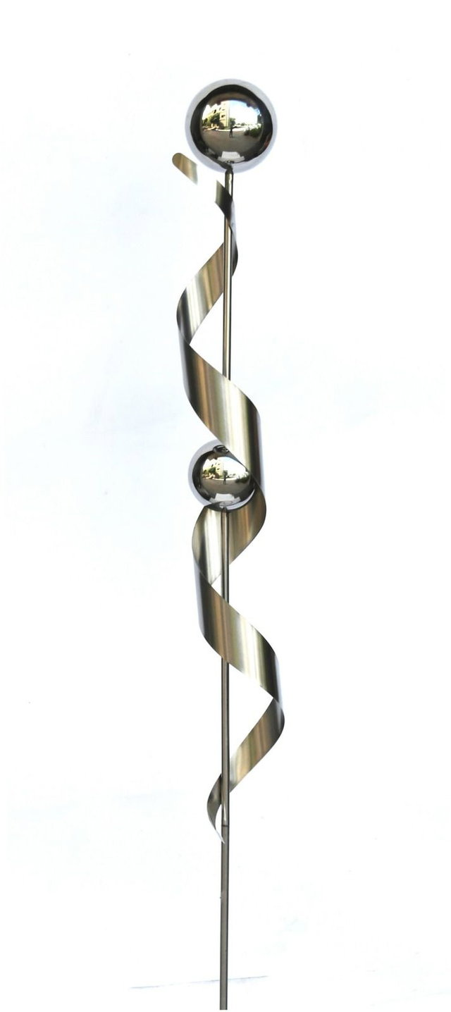Gartenstecker mit 2 Kugeln, Spiralenform, Edelstahl HI-507190 Gartenstecker mit 2 Kugeln, Spiralenform, Edelstahl HI-507190