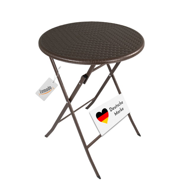 Klapptisch rund, Rattan-Optik, braun, 60 cm, Balkontisch, klappbar Klapptisch rund, Rattan-Optik, braun, 60 cm, Balkontisch, klappbar