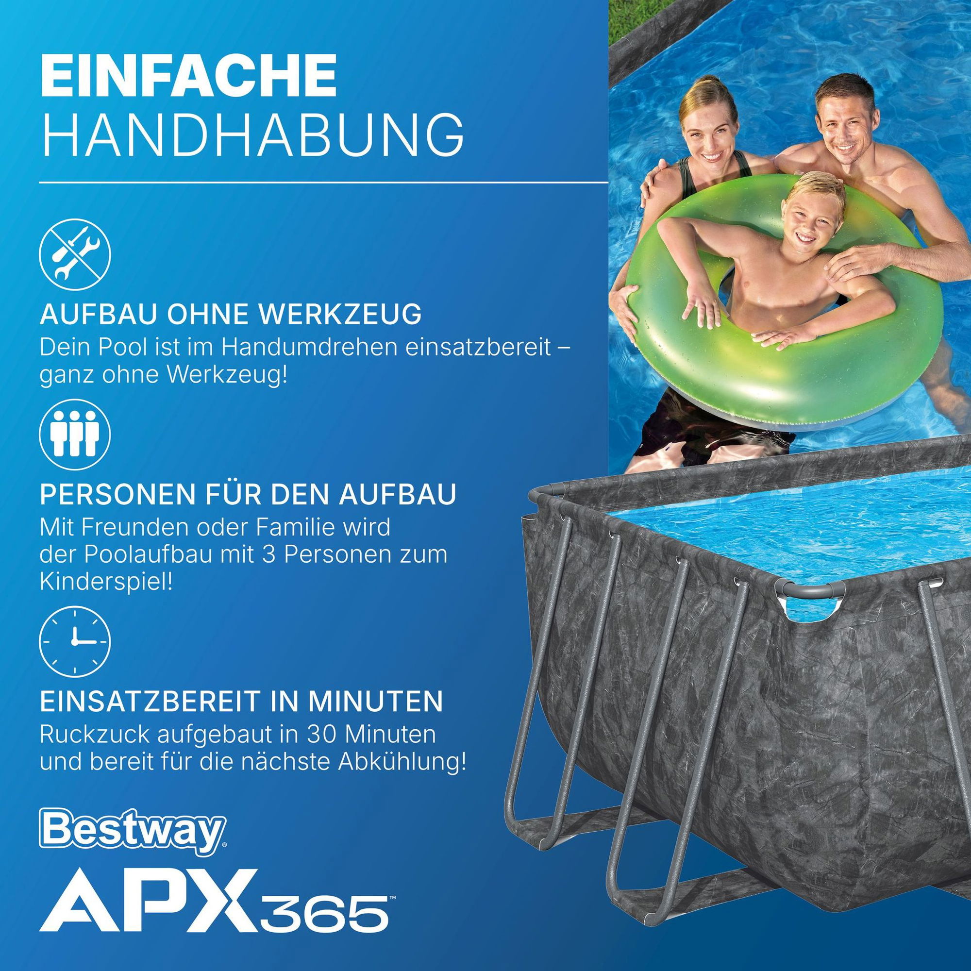 Bestway APX365 winterfestes Frame Pool Komplett-Set 549 x 274 x 132 cm