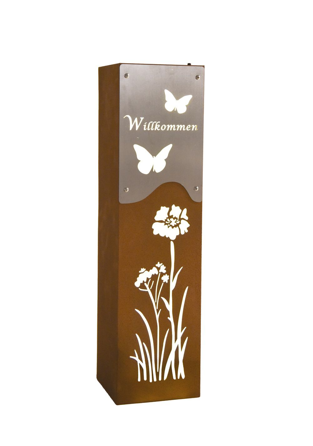 Dekosäule mit LED Beleuchtung, 57,5 cm hoch, Willkommensgruß, Gartendekoration HI-507451
