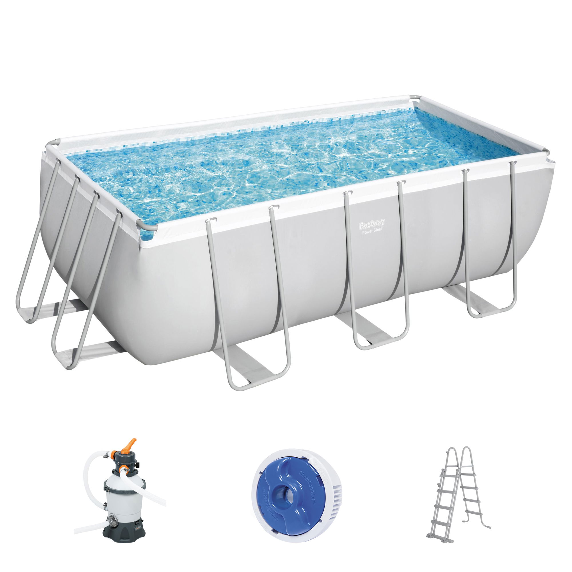 Power Steel™ Frame Pool-Set mit Sandfilteranlage 412 x 201 x 122 cm, lichtgrau, eckig 56457_22