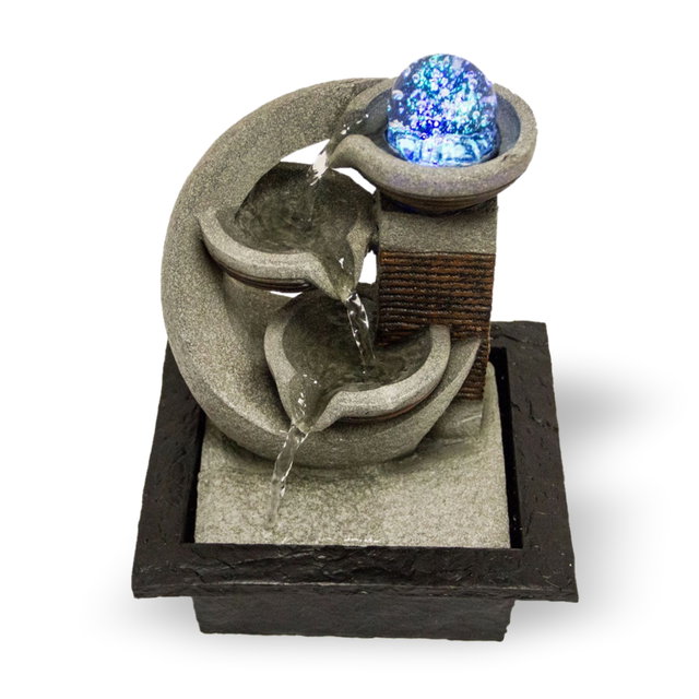 Zimmerbrunnen Kaskaden mit LED-Beleuchtung, 2 Becken, Dekobrunnen für die Wohnung, moderner Zierbrunnen NA094 Zimmerbrunnen Kaskaden mit LED-Beleuchtung, 2 Becken, Dekobrunnen für die Wohnung, moderner Zierbrunnen NA094