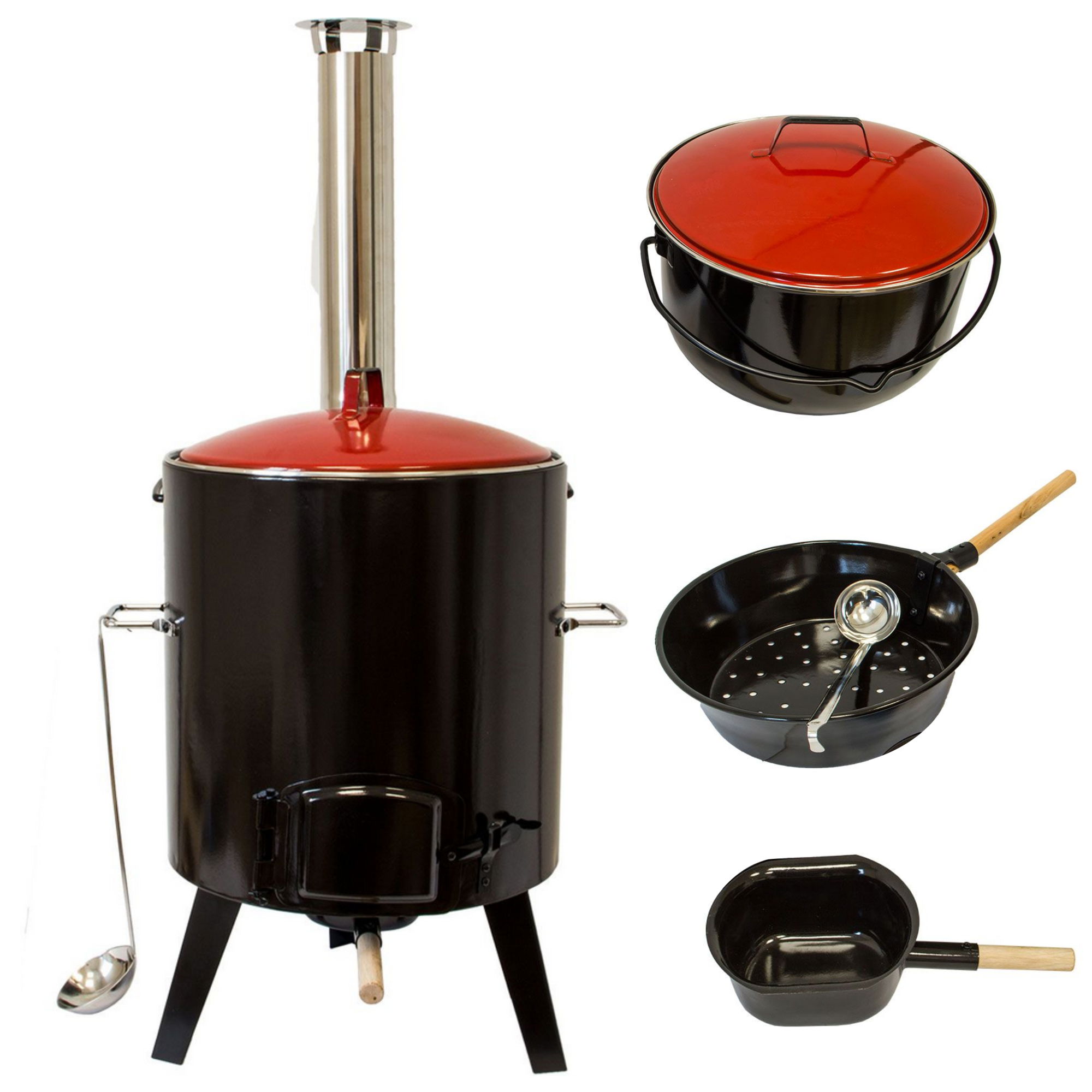 Gulaschkanone, Raketenofen mit Gulaschtopf, Glühweinkocher mit Suppenkelle Gulaschkanone, Raketenofen mit Gulaschtopf, Glühweinkocher mit Suppenkelle