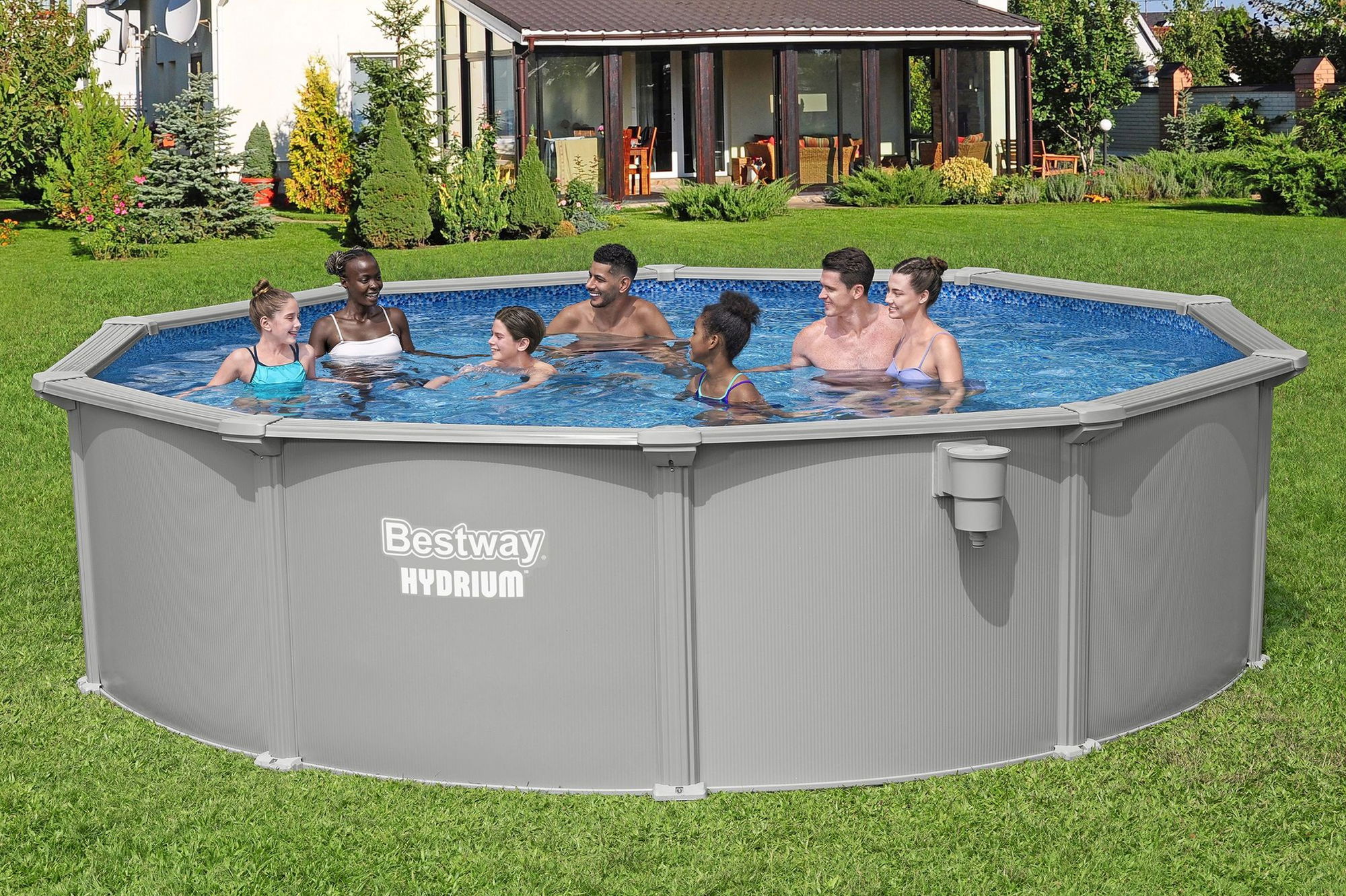 Bestway Hydrium Stahlwandpool Komplett-Set Ø 457 x 122 cm rund